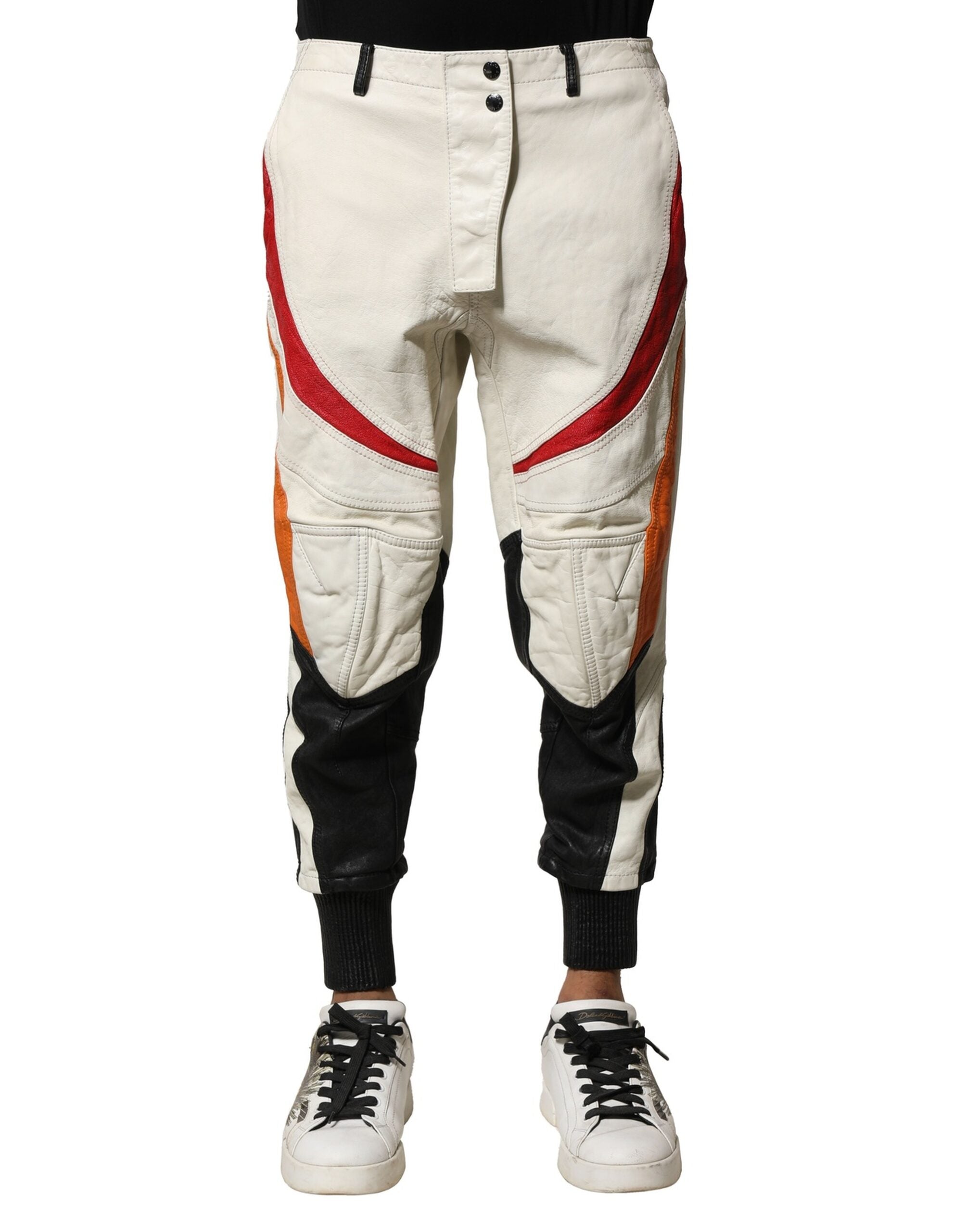 Dolce & Gabbana Multicolor Lambskin Tapered Men Men's Pants (Pre-Owned)