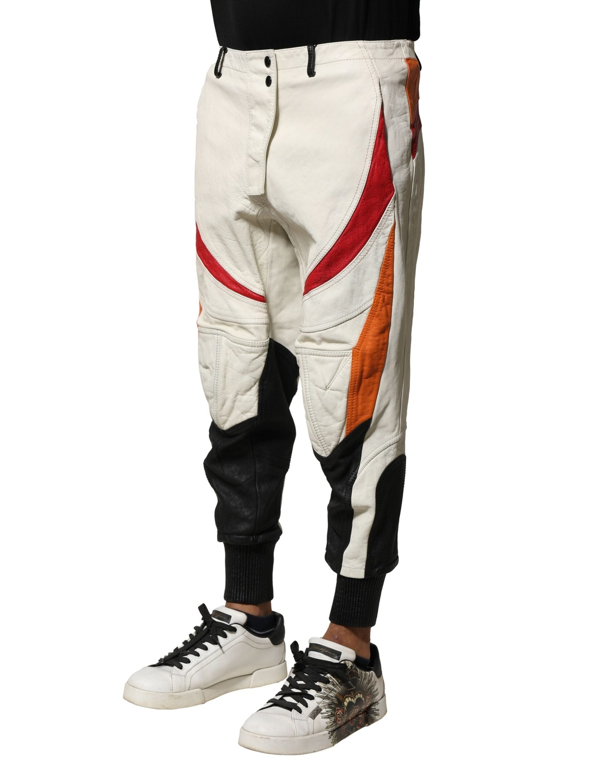 Dolce & Gabbana Multicolor Lambskin Tapered Men Men's Pants (Pre-Owned)