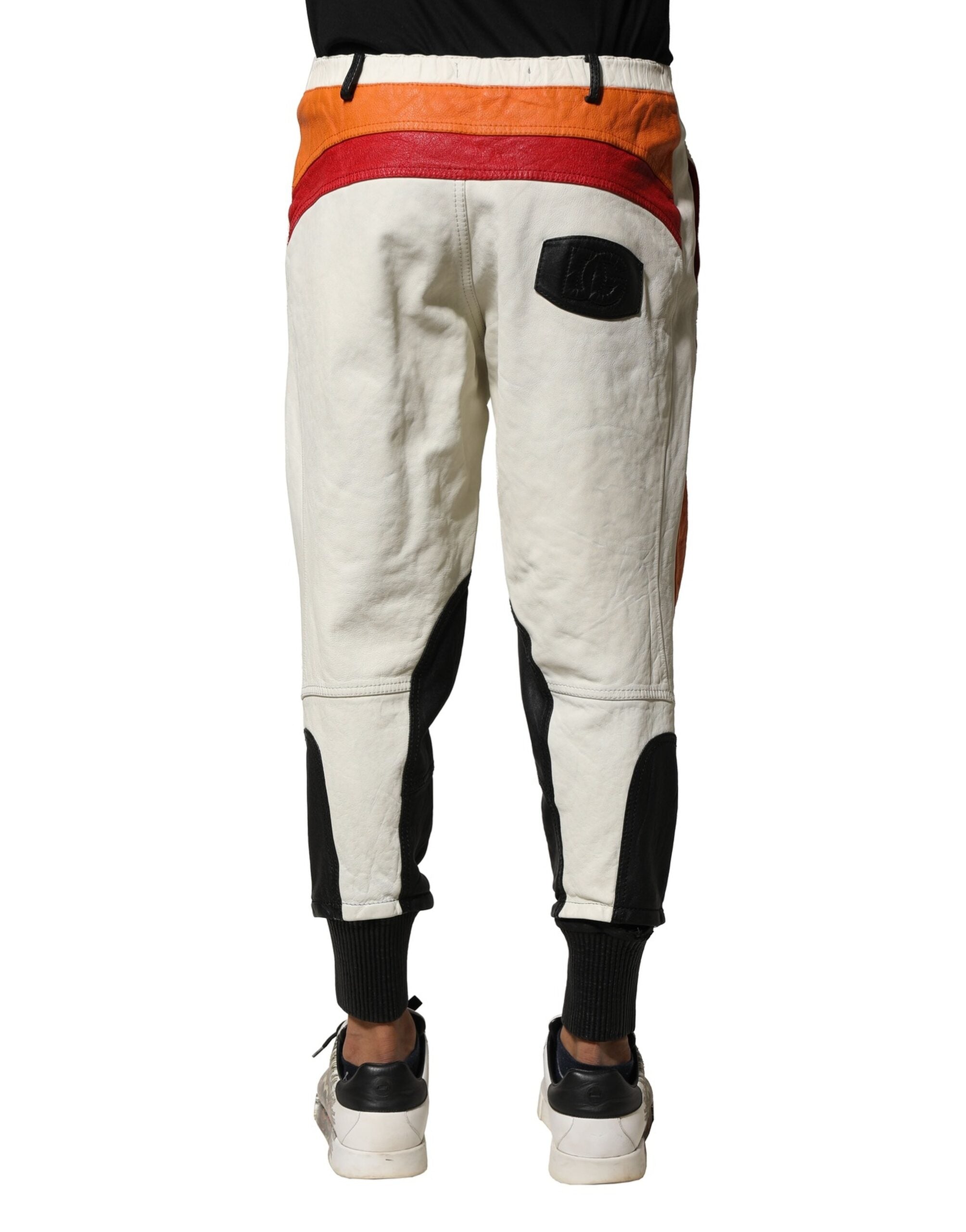 Dolce & Gabbana Multicolor Lambskin Tapered Men Men's Pants (Pre-Owned)