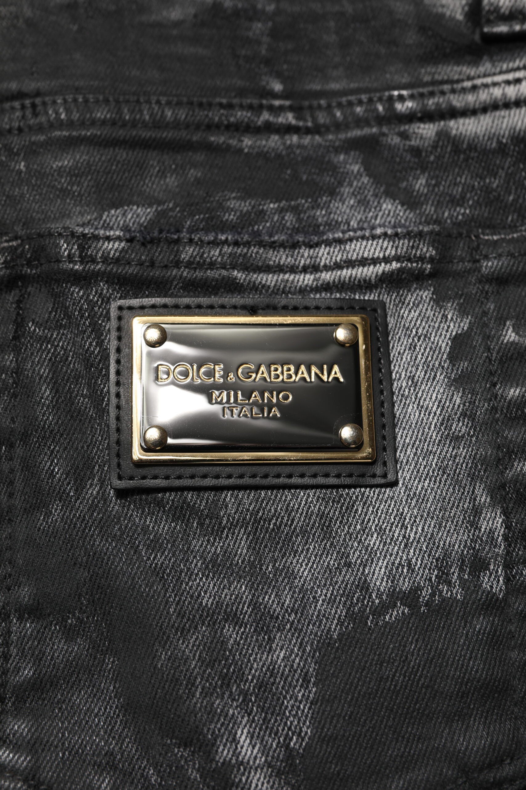 Dolce & Gabbana Black Washed Embellished Skinny Denim Men's Jeans