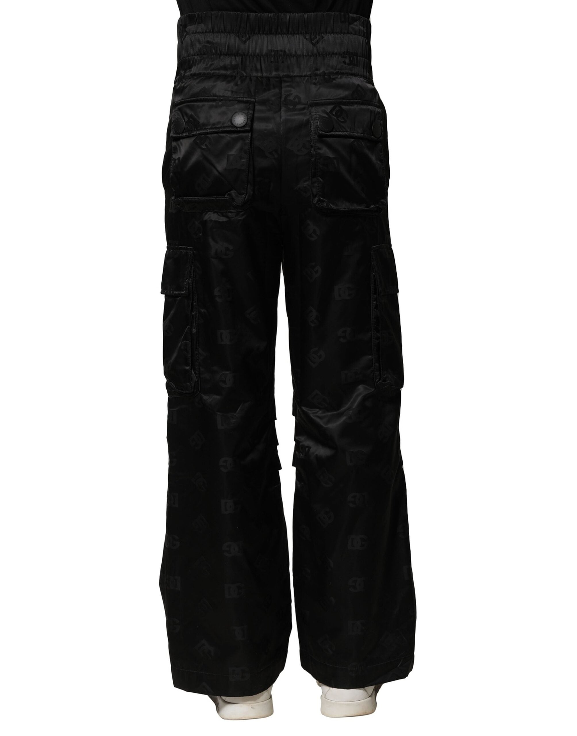 Dolce & Gabbana Black Nylon DG Logo Straight Men's Pants (Pre-Owned)