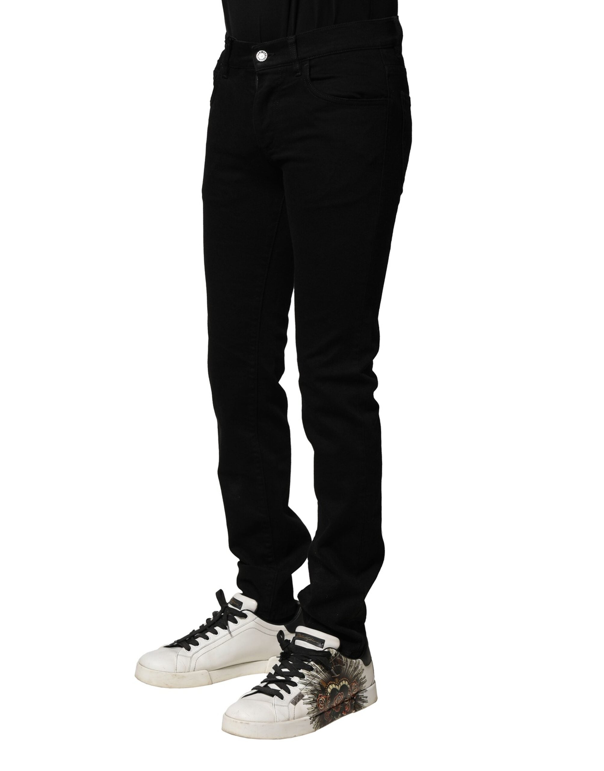 Dolce & Gabbana Black Cotton Stretch Skinny Men Denim Men's Jeans