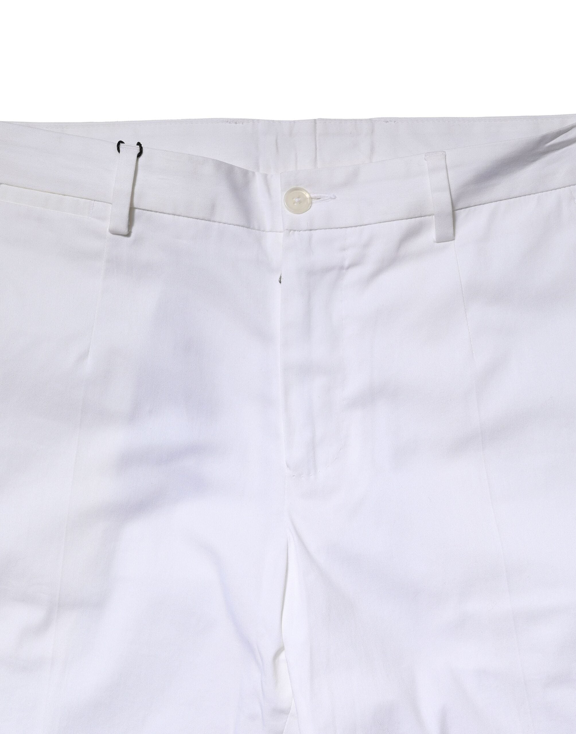 Dolce & Gabbana White Cotton Straight Logo Men Men's Pants