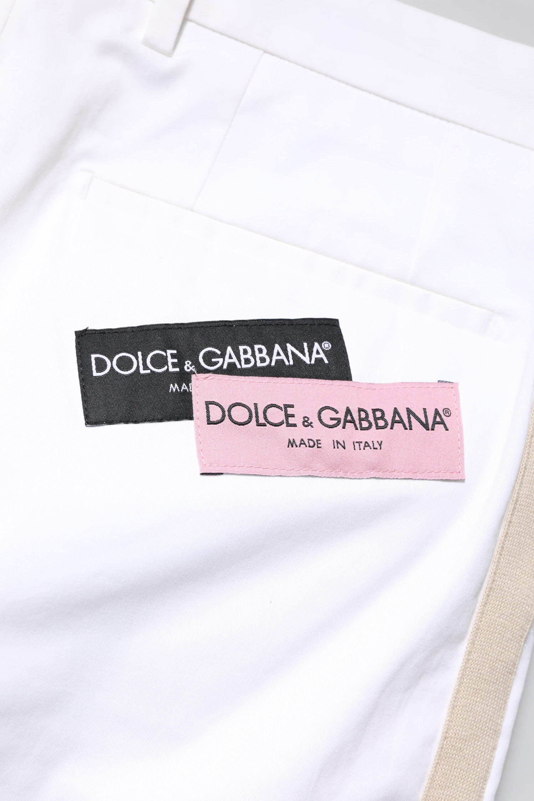Dolce & Gabbana White Cotton Straight Logo Men Men's Pants