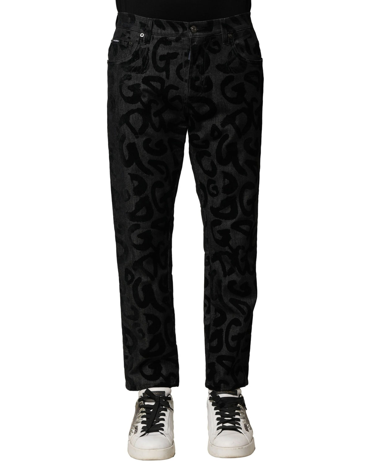 Dolce & Gabbana Gray Cotton DG Logo Straight Men Denim Men's Jeans