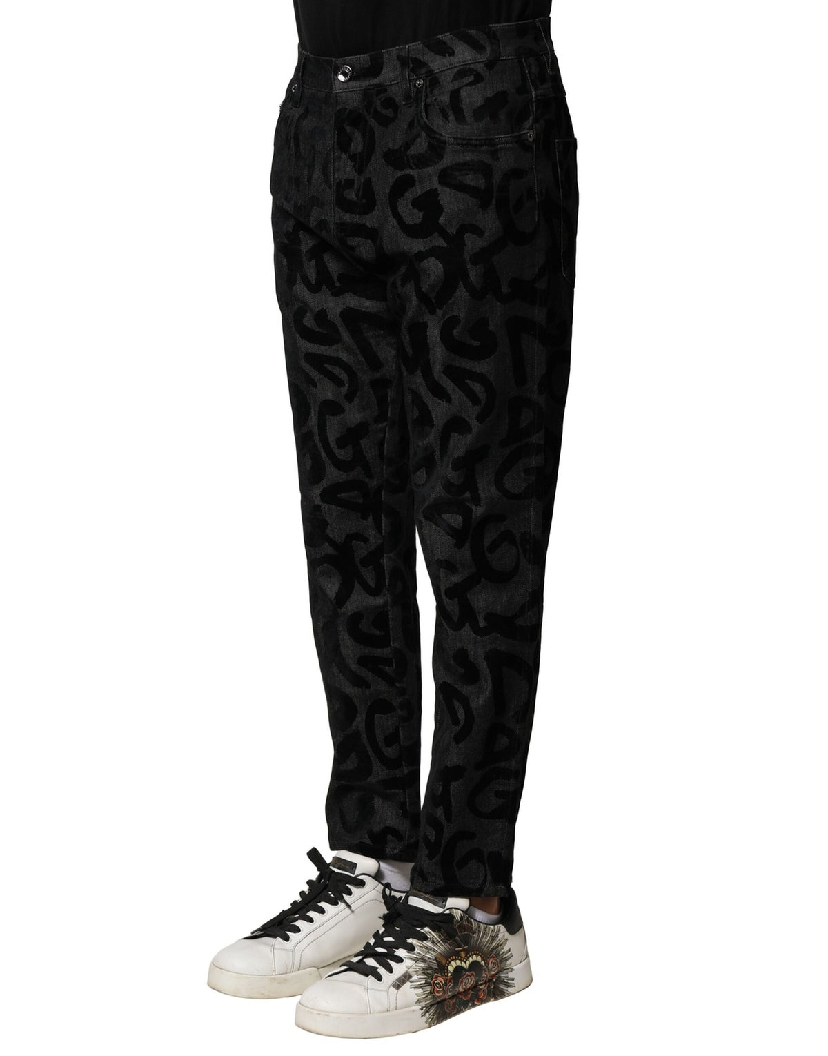 Dolce & Gabbana Gray Cotton DG Logo Straight Men Denim Men's Jeans