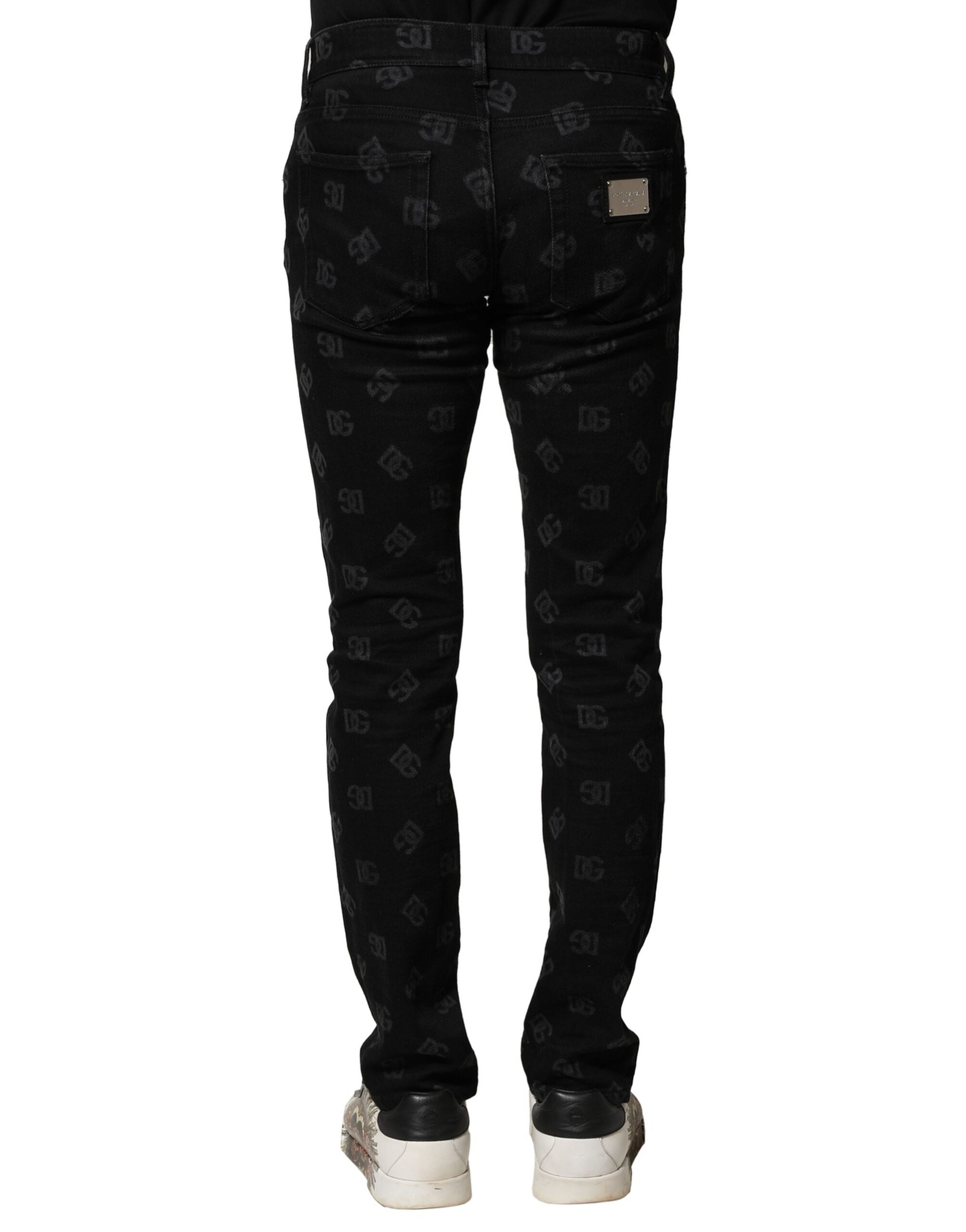 Dolce & Gabbana Black Cotton DG Logo Skinny Men Denim Men's Jeans (Pre-Owned)