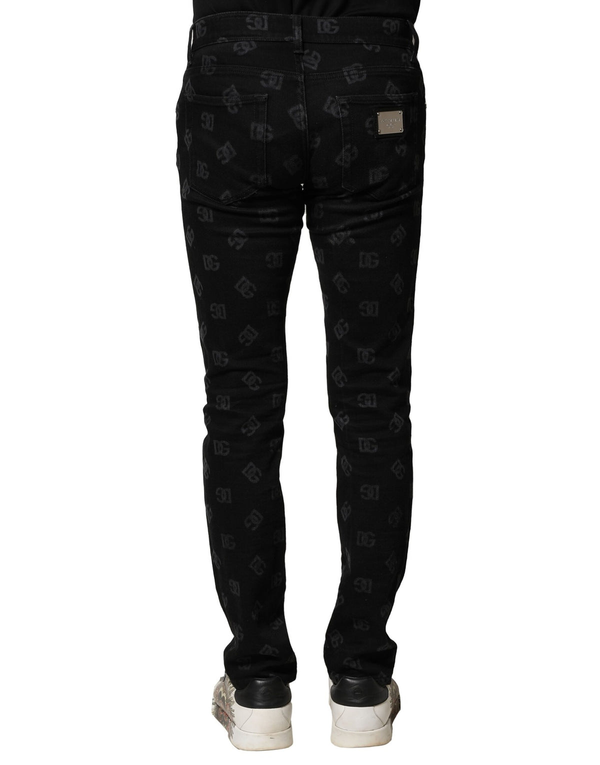 Dolce & Gabbana Black Cotton DG Logo Skinny Men Denim Men's Jeans (Pre-Owned)