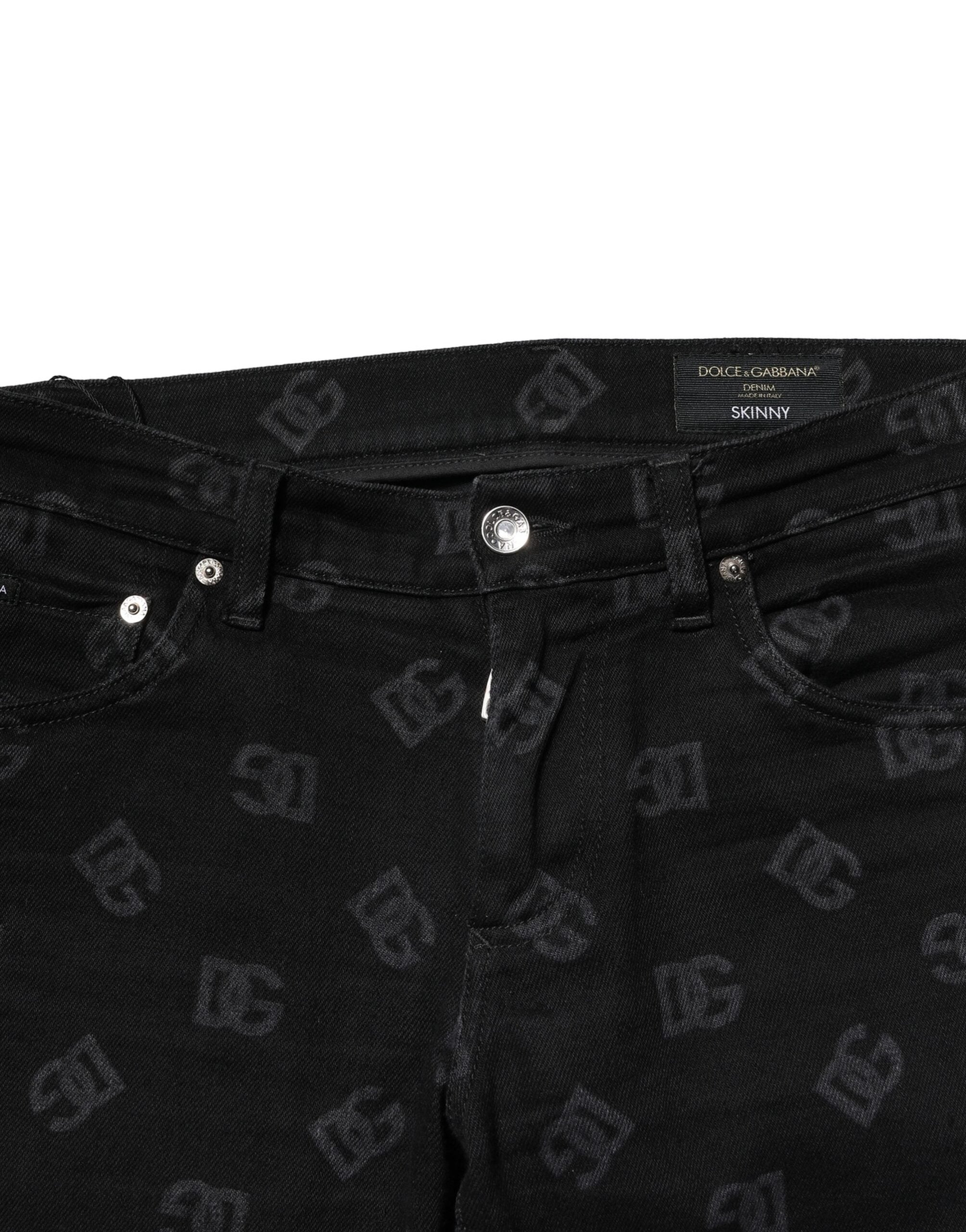 Dolce & Gabbana Black Cotton DG Logo Skinny Men Denim Men's Jeans (Pre-Owned)