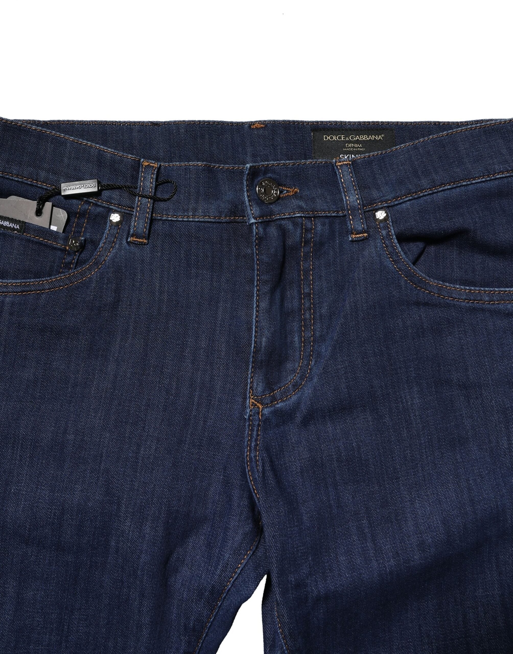 Dolce & Gabbana Blue Cotton Stretch Skinny Men Denim Men's Jeans