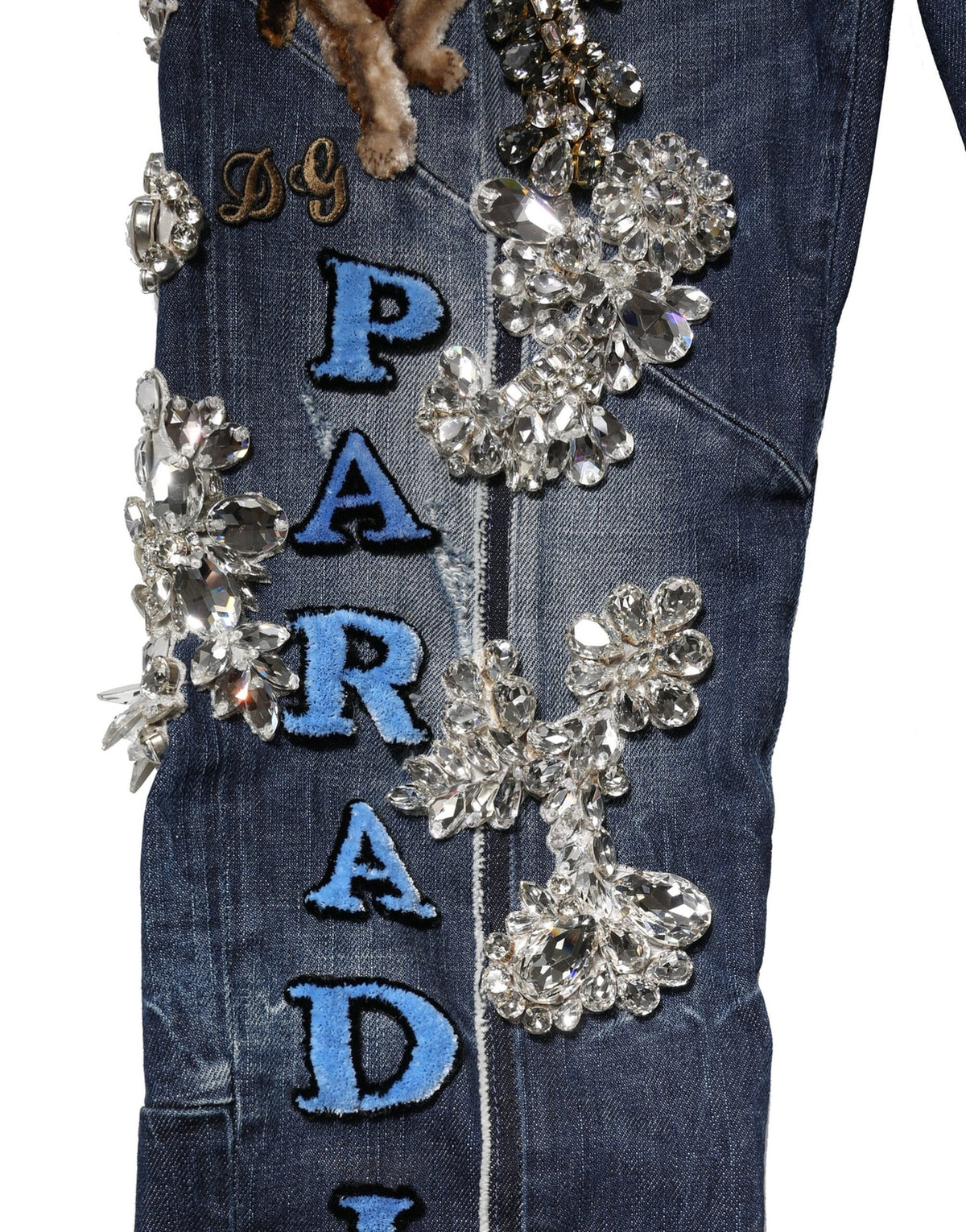 Dolce & Gabbana Blue Cotton Rhinestone Embellish Denim Men's Jeans