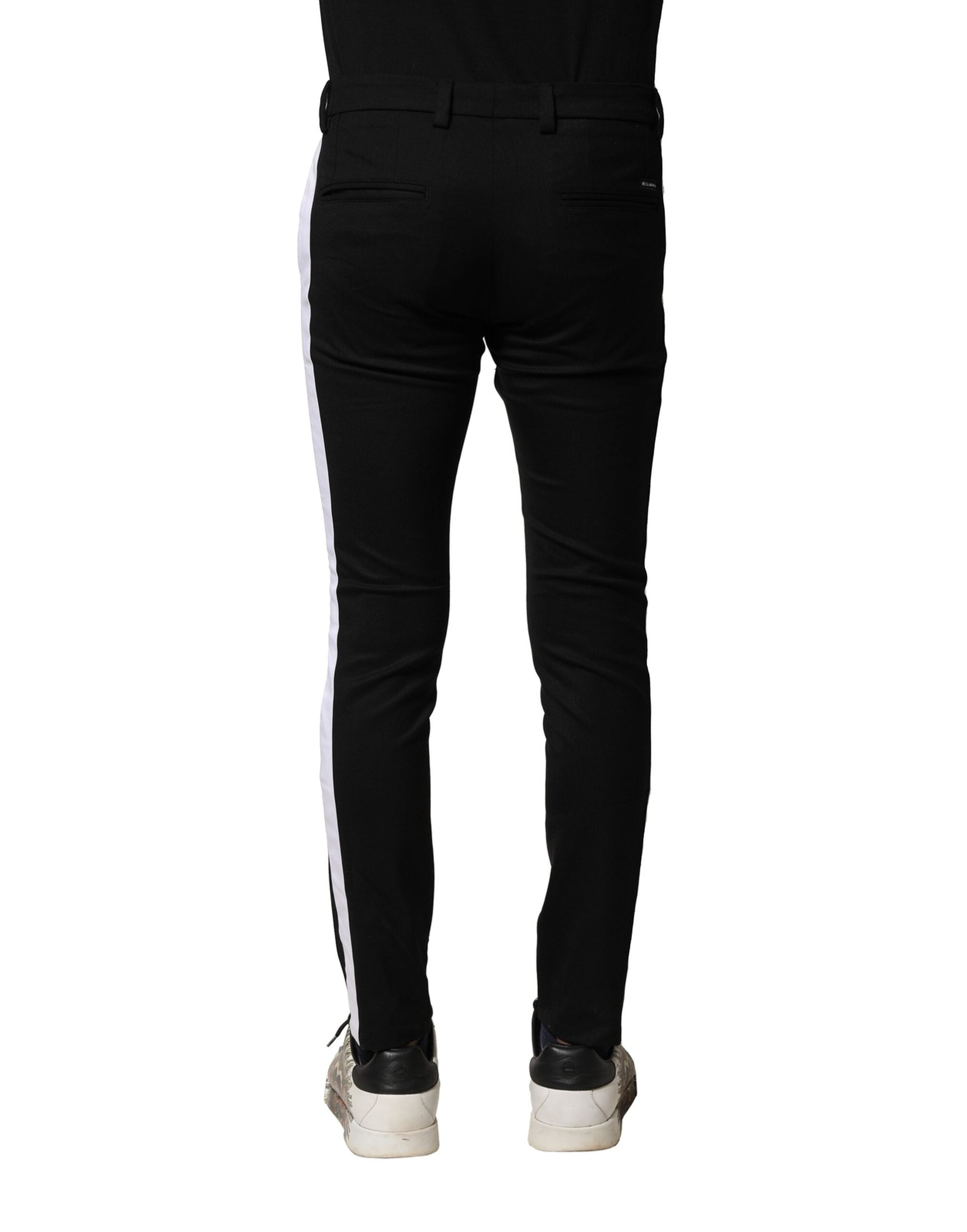 Dolce & Gabbana Black Wool Men Skinny Mid Waist Men's Pants