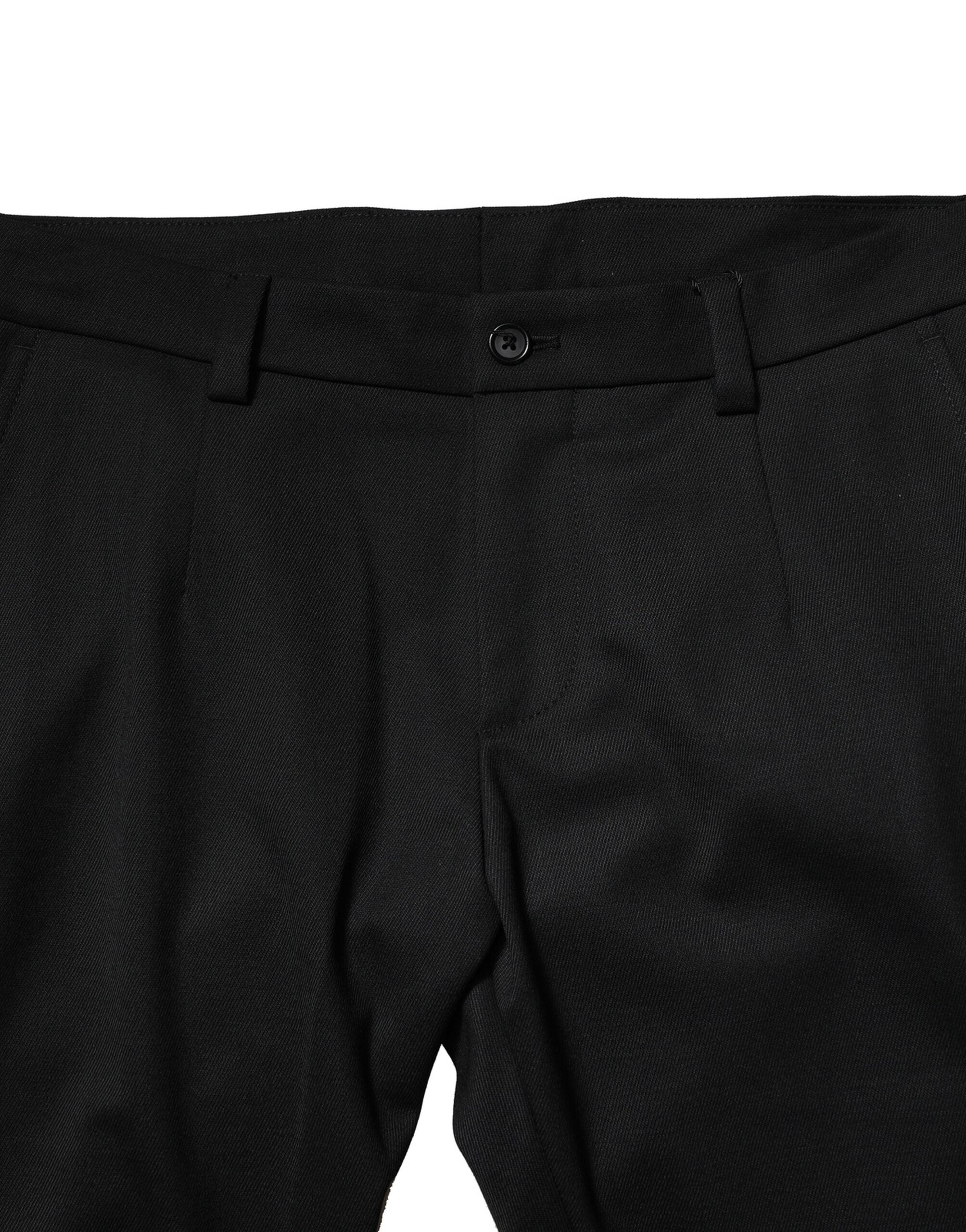Dolce & Gabbana Black Wool Men Skinny Mid Waist Men's Pants