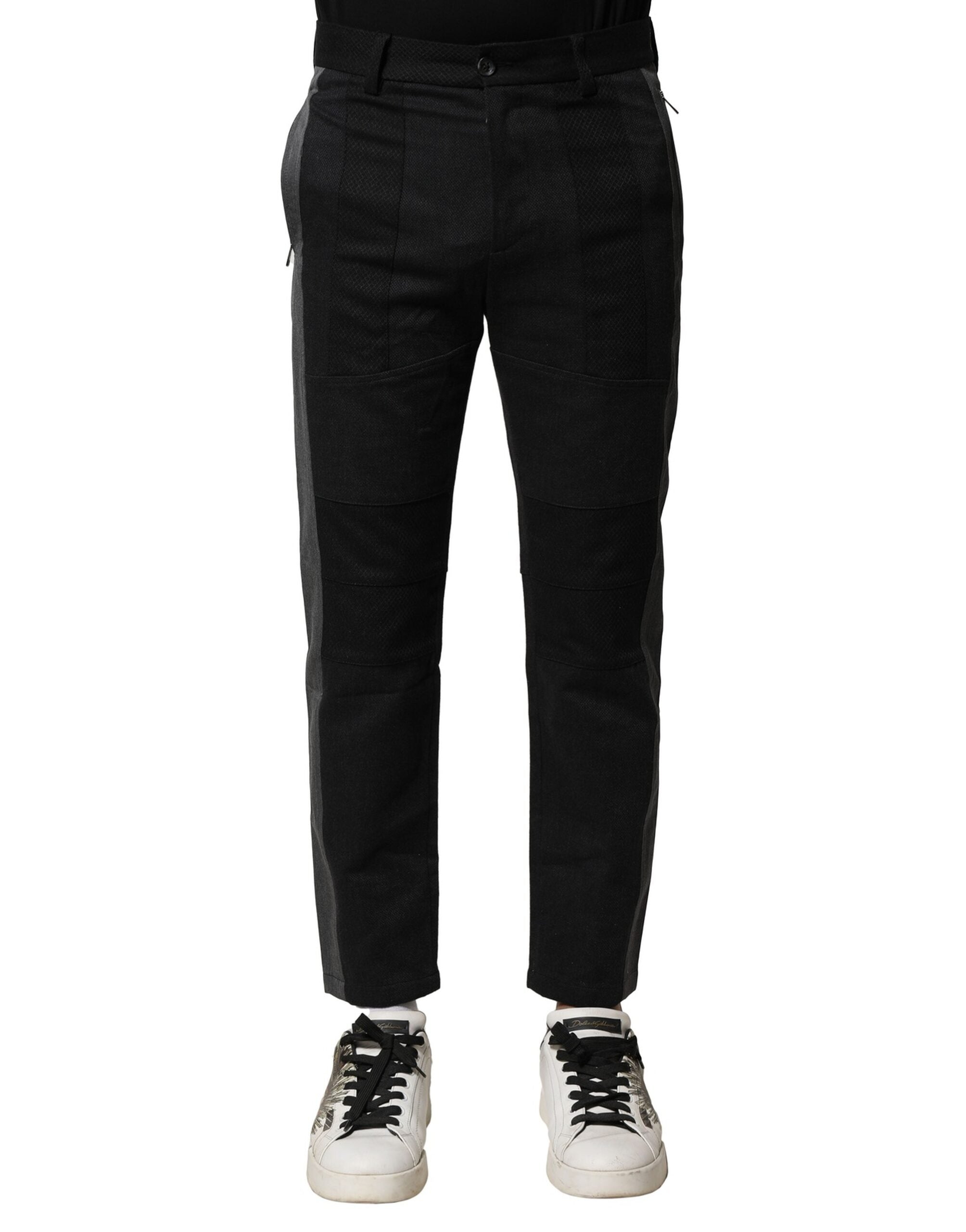 Dolce & Gabbana Black Gray Cotton Tapered Men Men's Pants