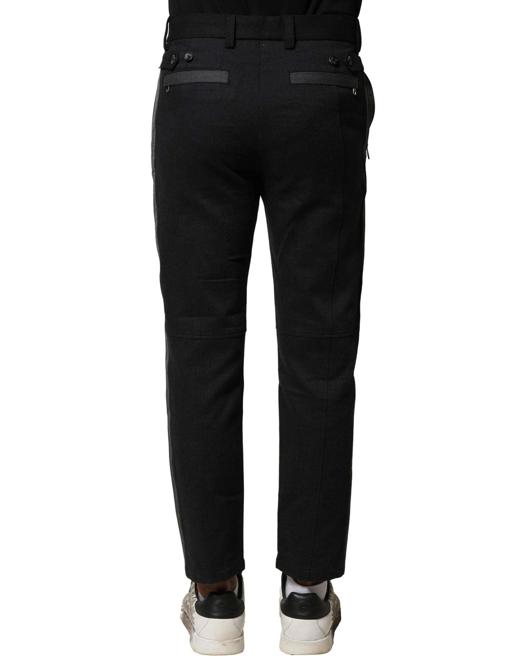 Dolce & Gabbana Black Gray Cotton Tapered Men Men's Pants