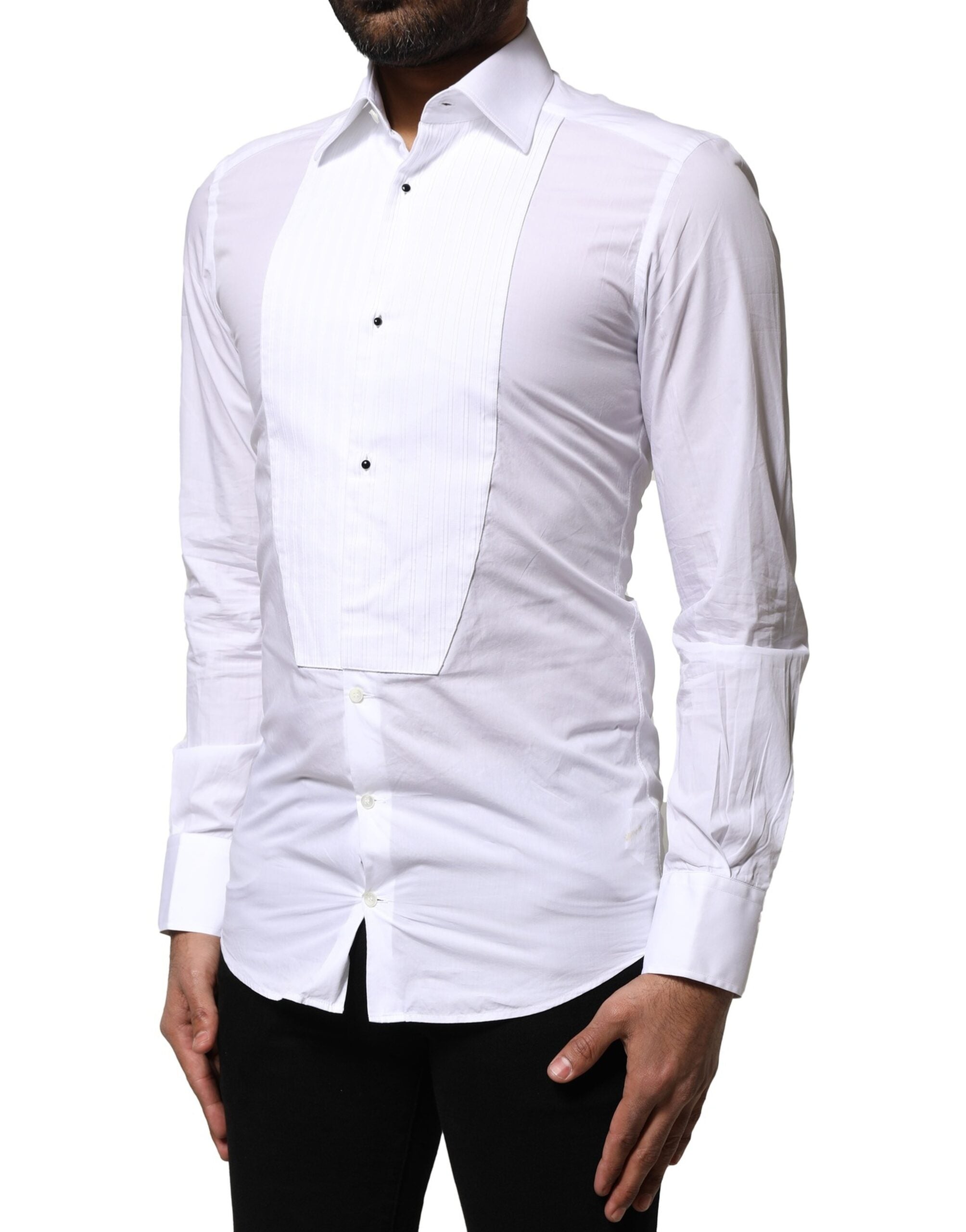 Dolce & Gabbana White GOLD Cotton Poplin Formal Dress Men's Shirt (Pre-Owned)