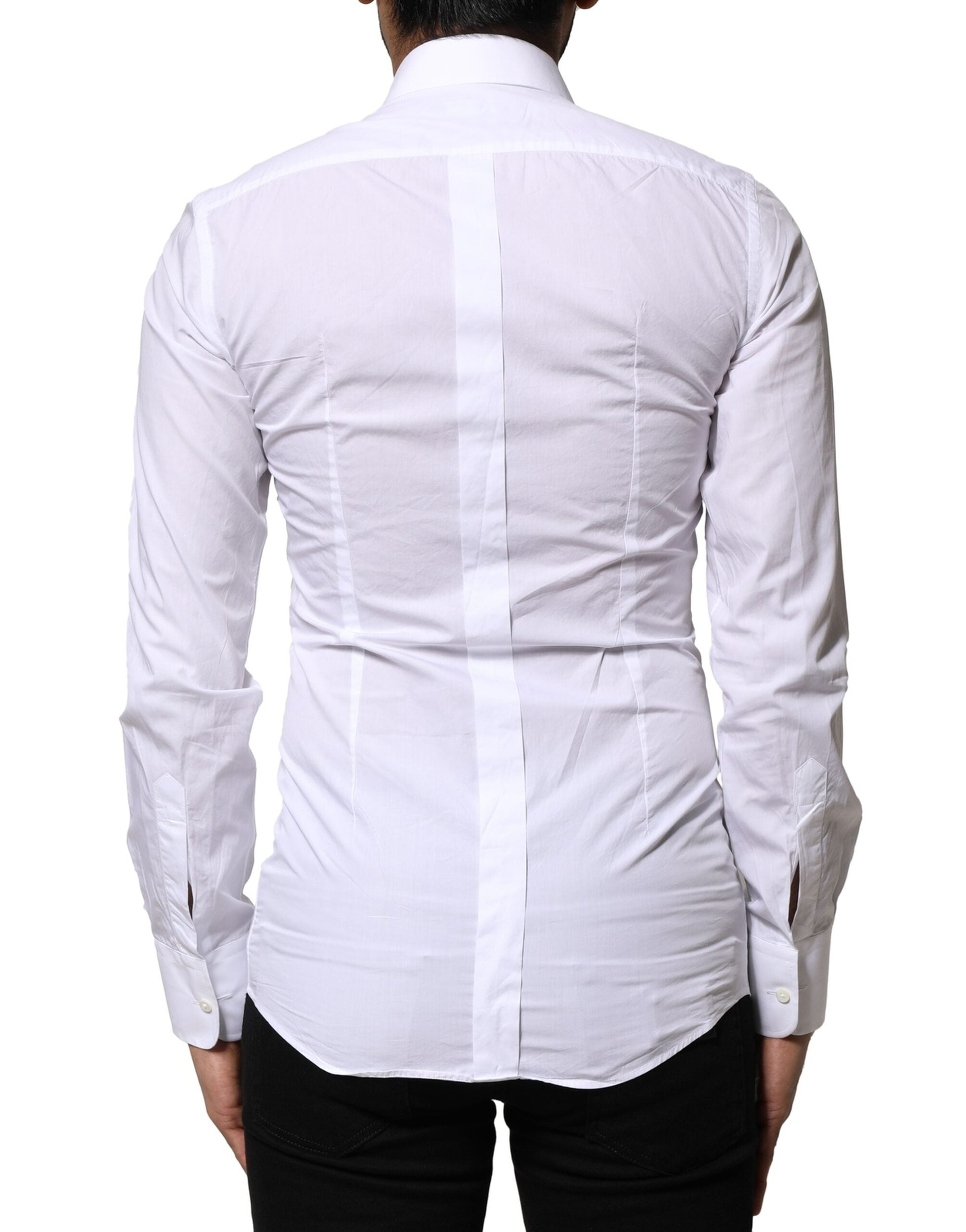 Dolce & Gabbana White GOLD Cotton Poplin Formal Dress Men's Shirt (Pre-Owned)