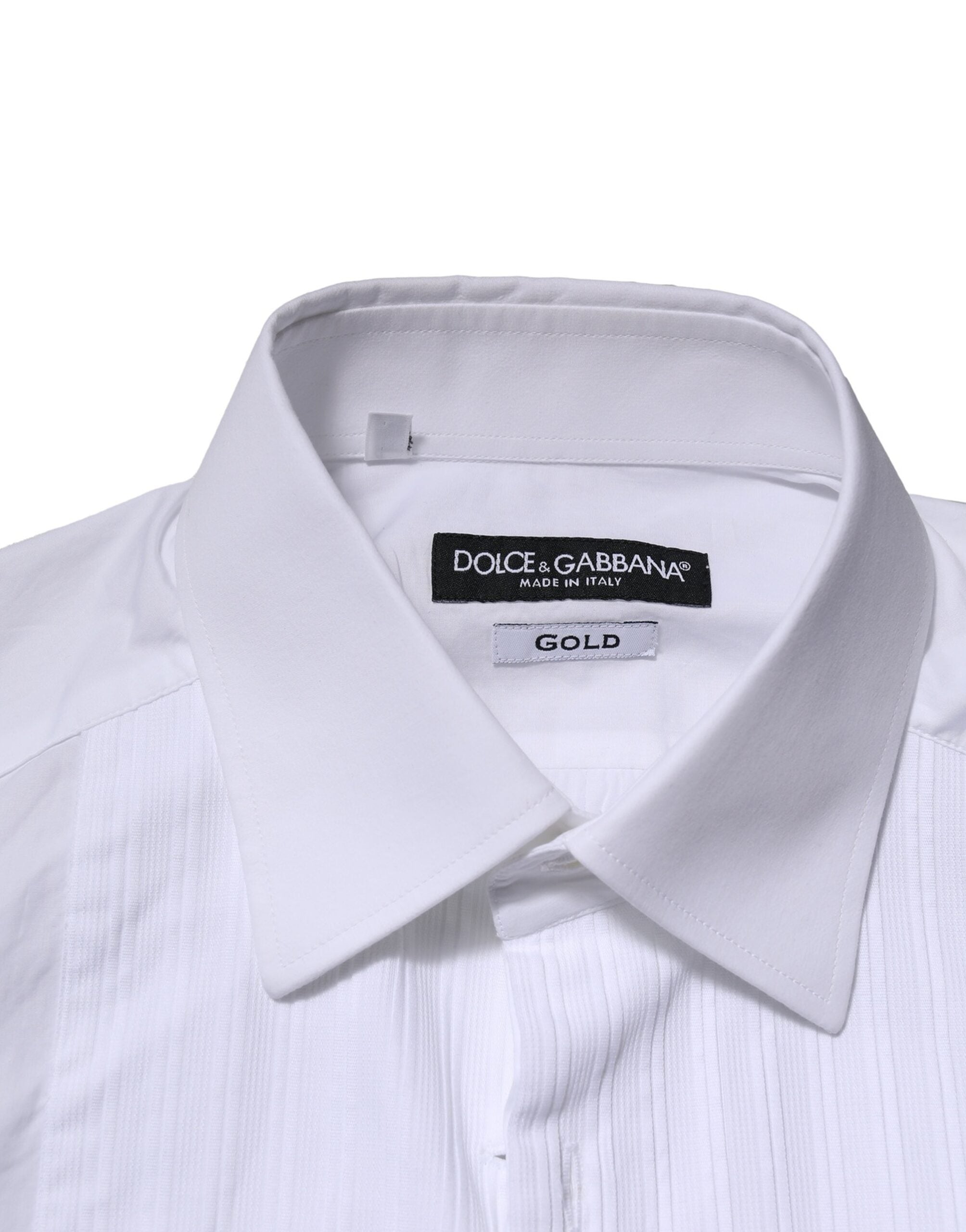 Dolce & Gabbana White GOLD Cotton Poplin Formal Dress Men's Shirt (Pre-Owned)