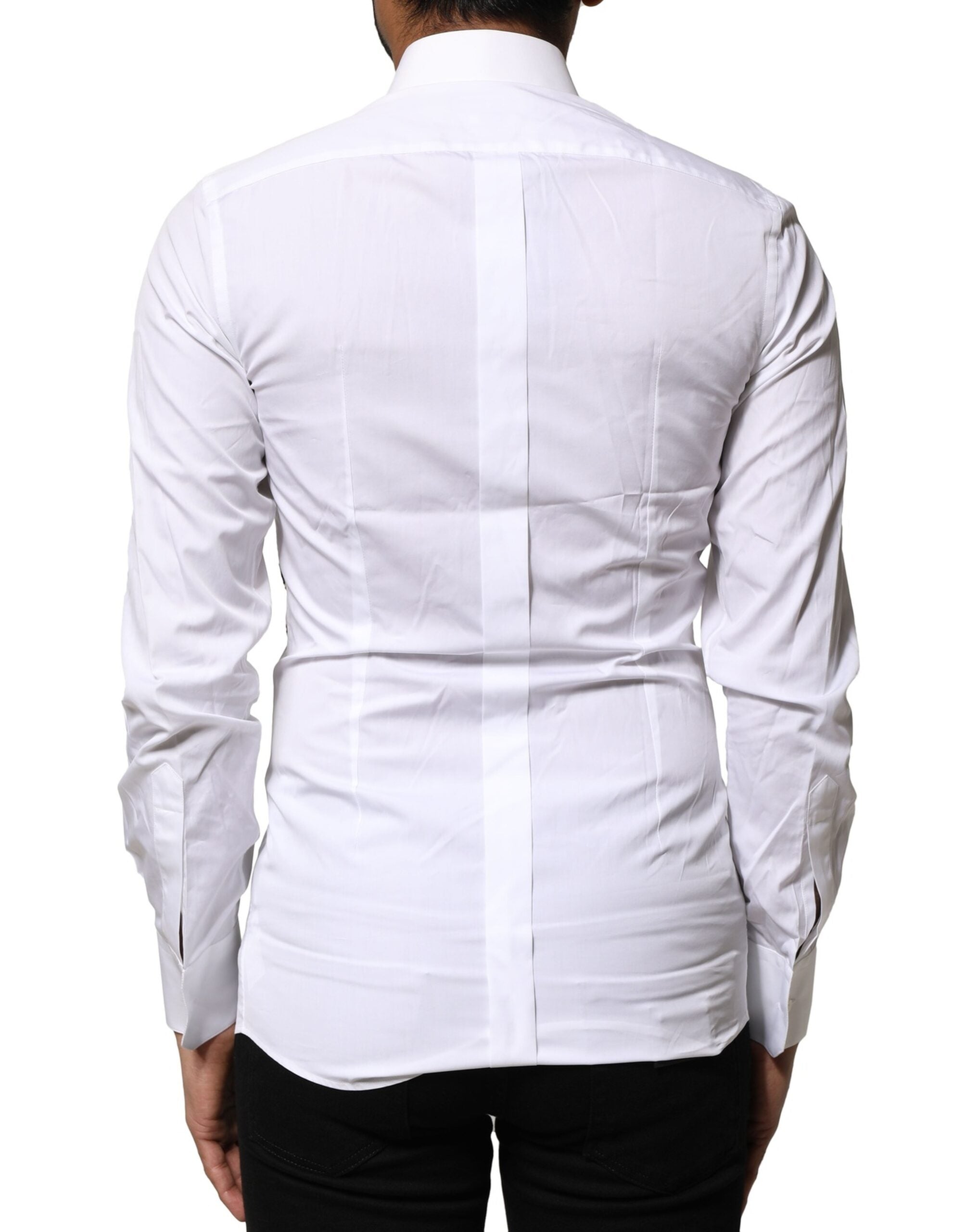 Dolce & Gabbana White GOLD Embroidery Detailed Dress Men's Shirt (Pre-Owned)