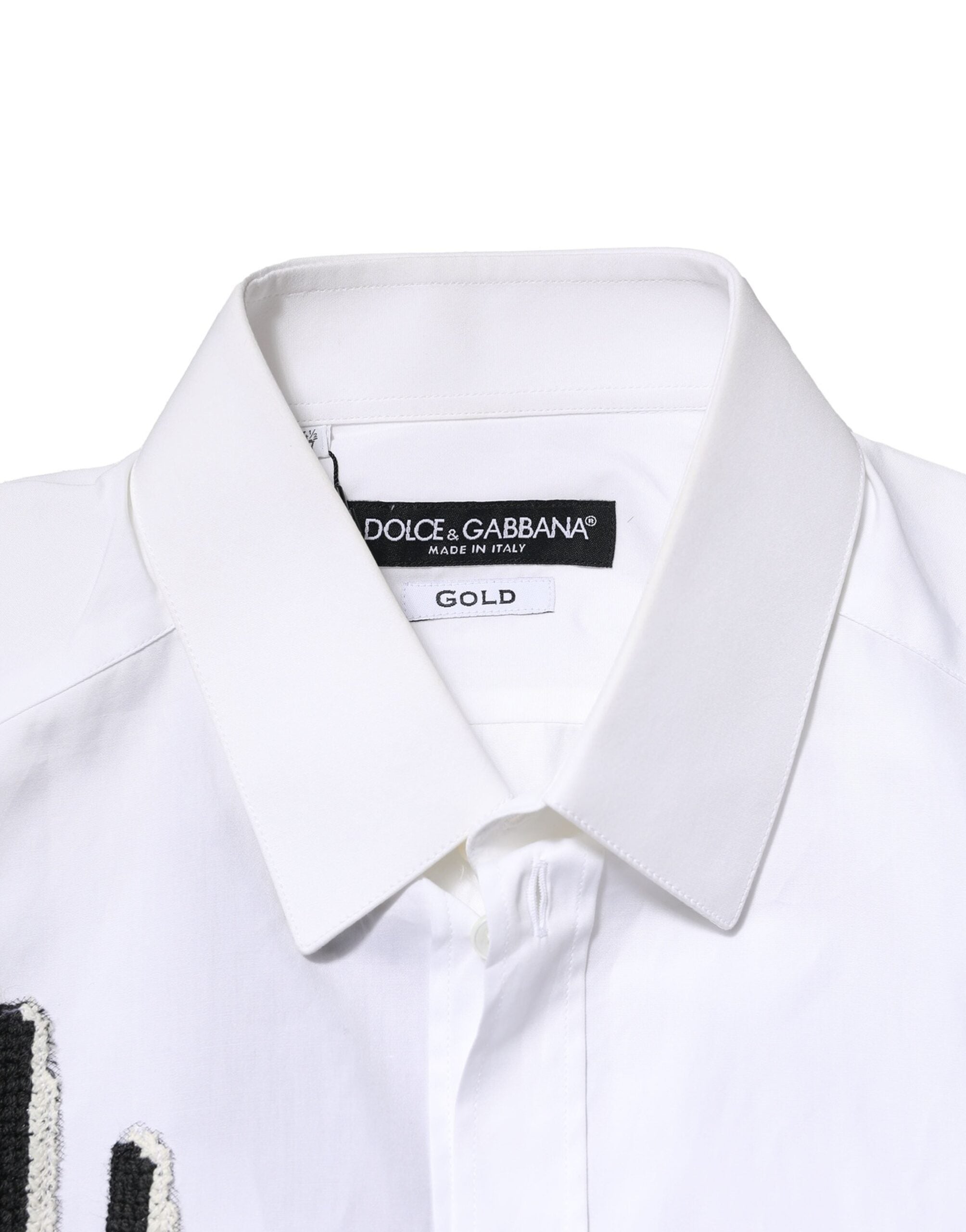 Dolce & Gabbana White GOLD Embroidery Detailed Dress Men's Shirt (Pre-Owned)