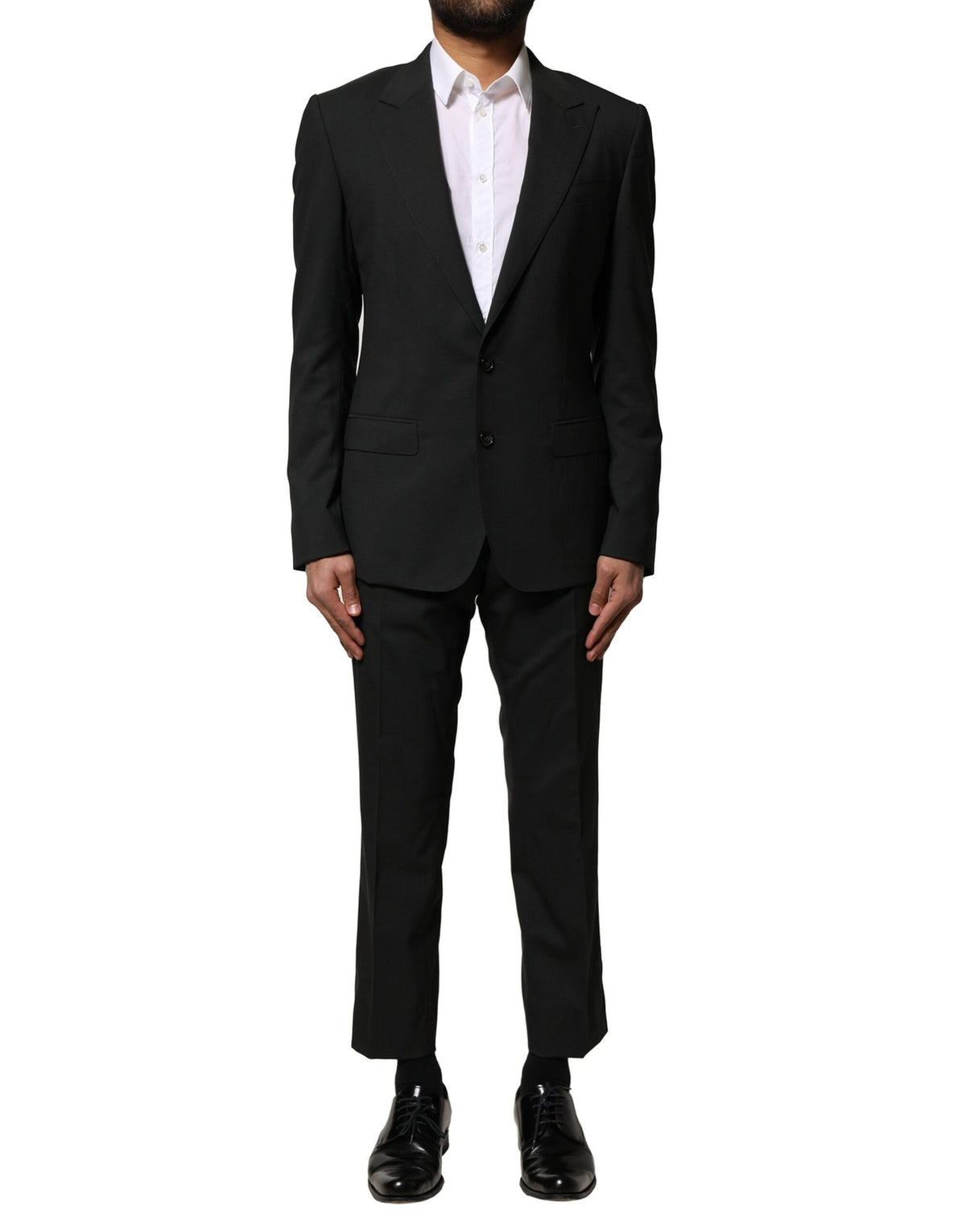 Dolce & Gabbana Black Wool 2 Piece Single Breasted Men's Suit