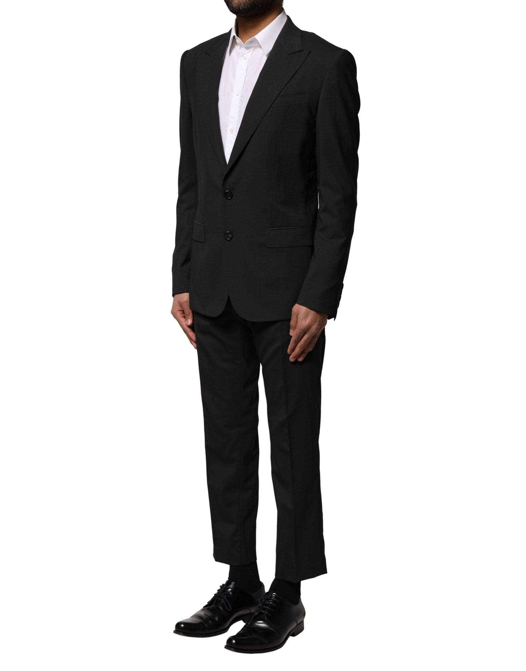 Dolce & Gabbana Black Wool 2 Piece Single Breasted Men's Suit