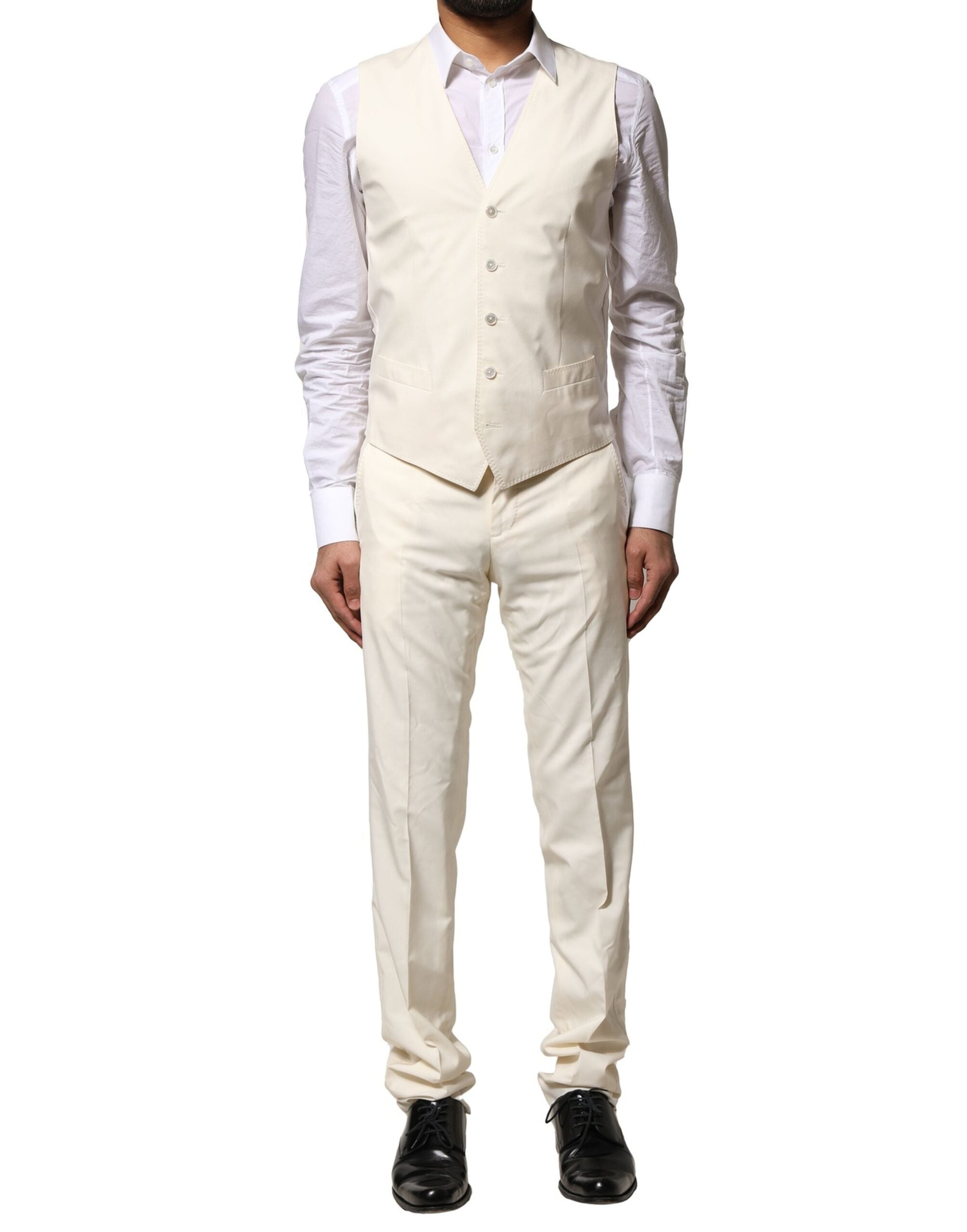 Dolce & Gabbana Ivory Wool 3 Piece Single Breasted Men's Suit (Pre-Owned)
