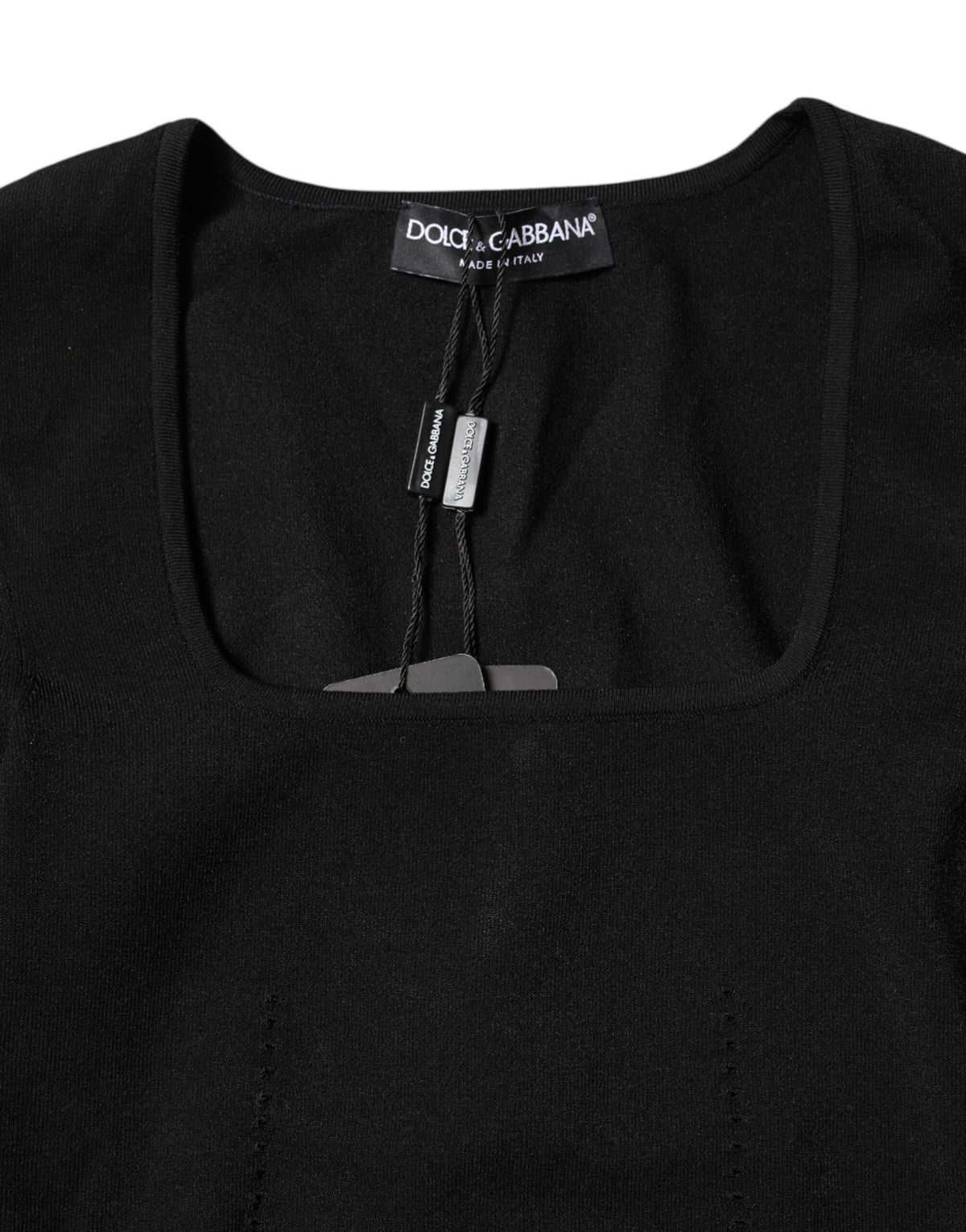 Dolce & Gabbana Black Square Neck Long Sleeves Pullover Women's Top