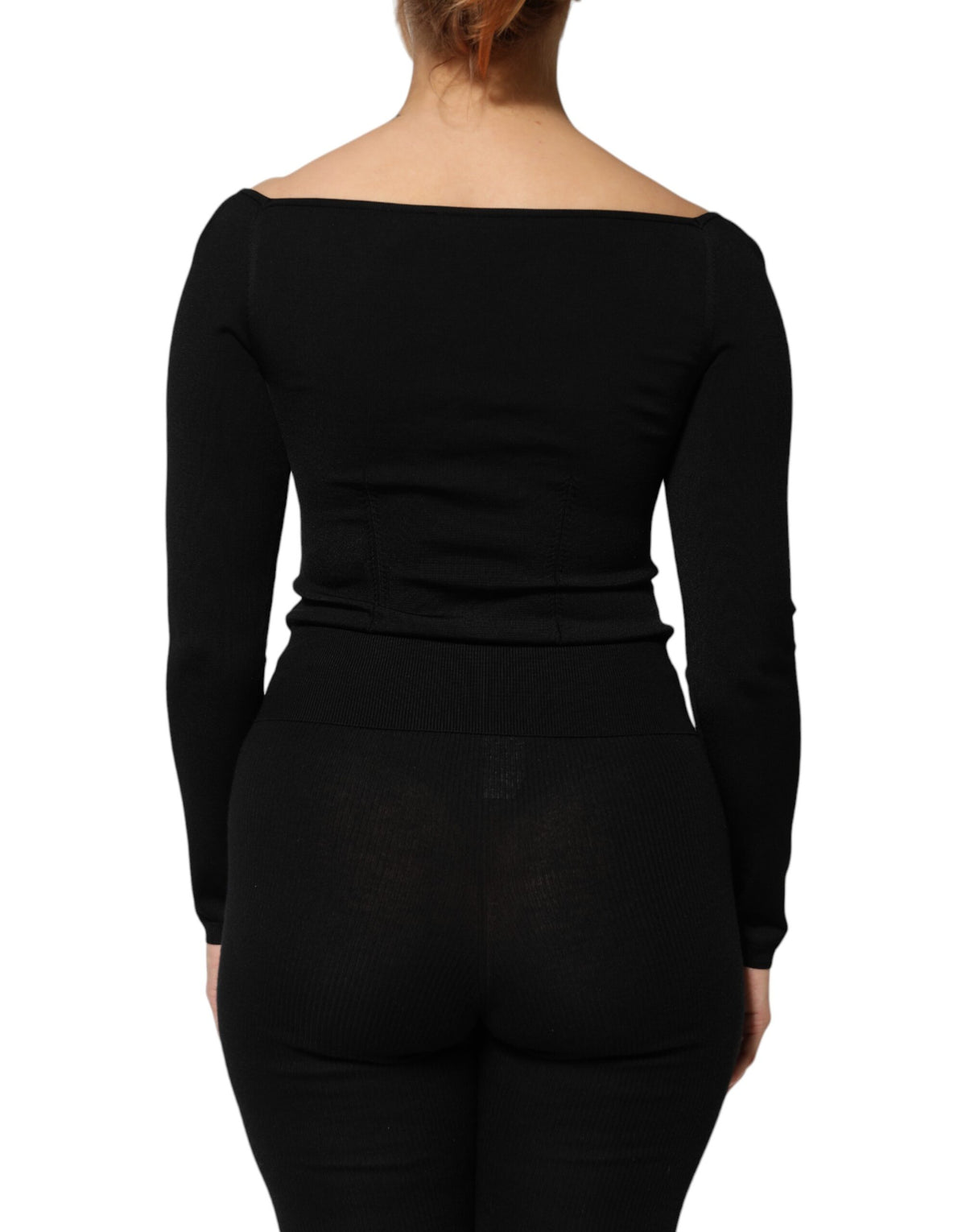 Dolce & Gabbana Black Viscose Long Sleeve Pullover Blouse Women's Top