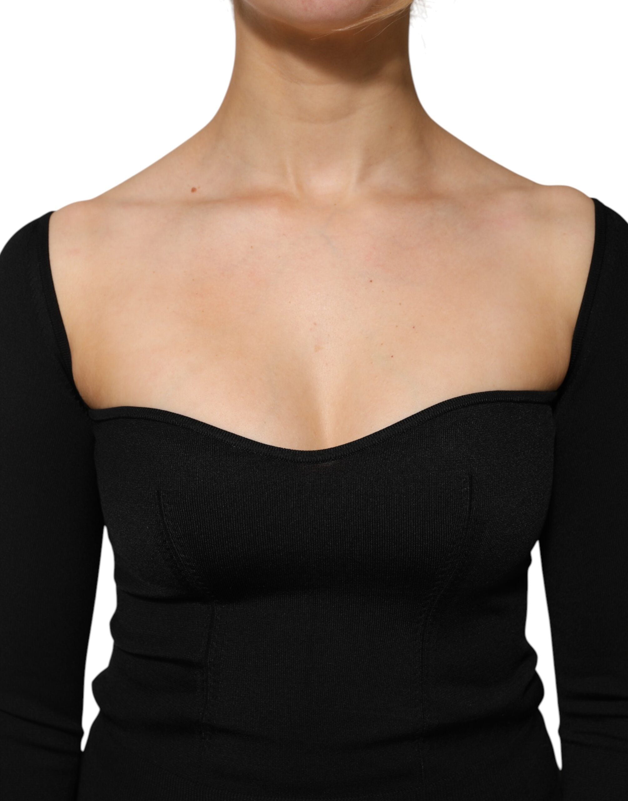 Dolce & Gabbana Black Viscose Long Sleeve Pullover Blouse Women's Top