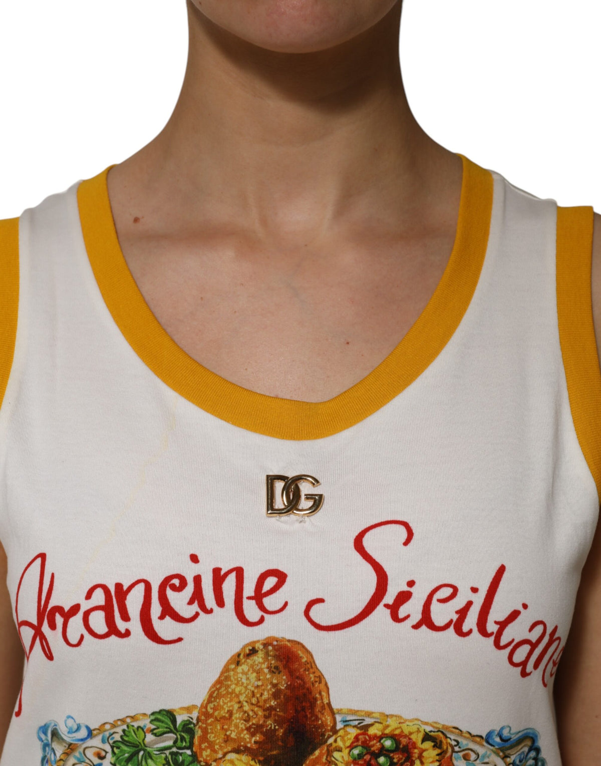 Dolce & Gabbana White Araneine Siciliane Sleeveless Tank Women's Top (Pre-Owned)