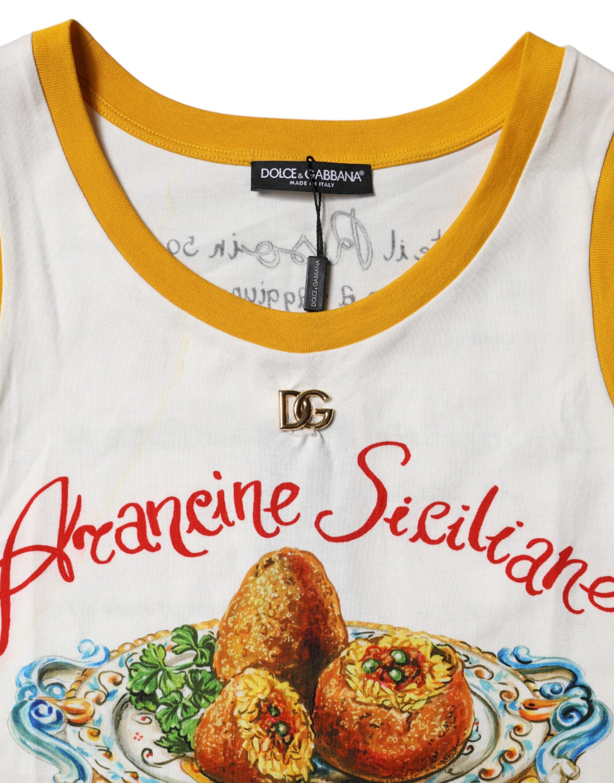 Dolce & Gabbana White Araneine Siciliane Sleeveless Tank Women's Top (Pre-Owned)