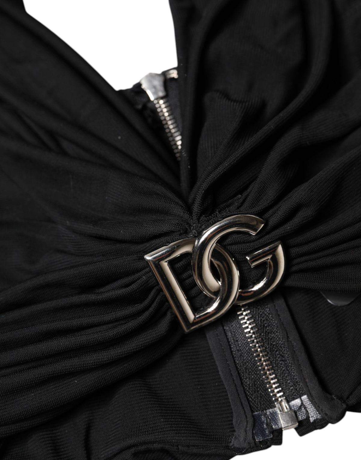 Dolce & Gabbana Black Cropped Viscose Halter Bustier Women's Top