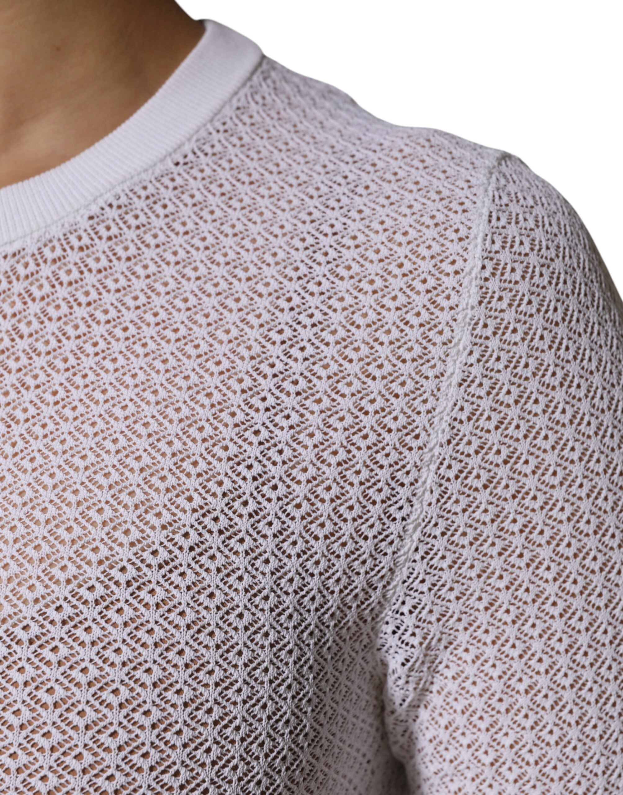 Dolce & Gabbana White Round Neck Long Sleeves Pullover Women's Top