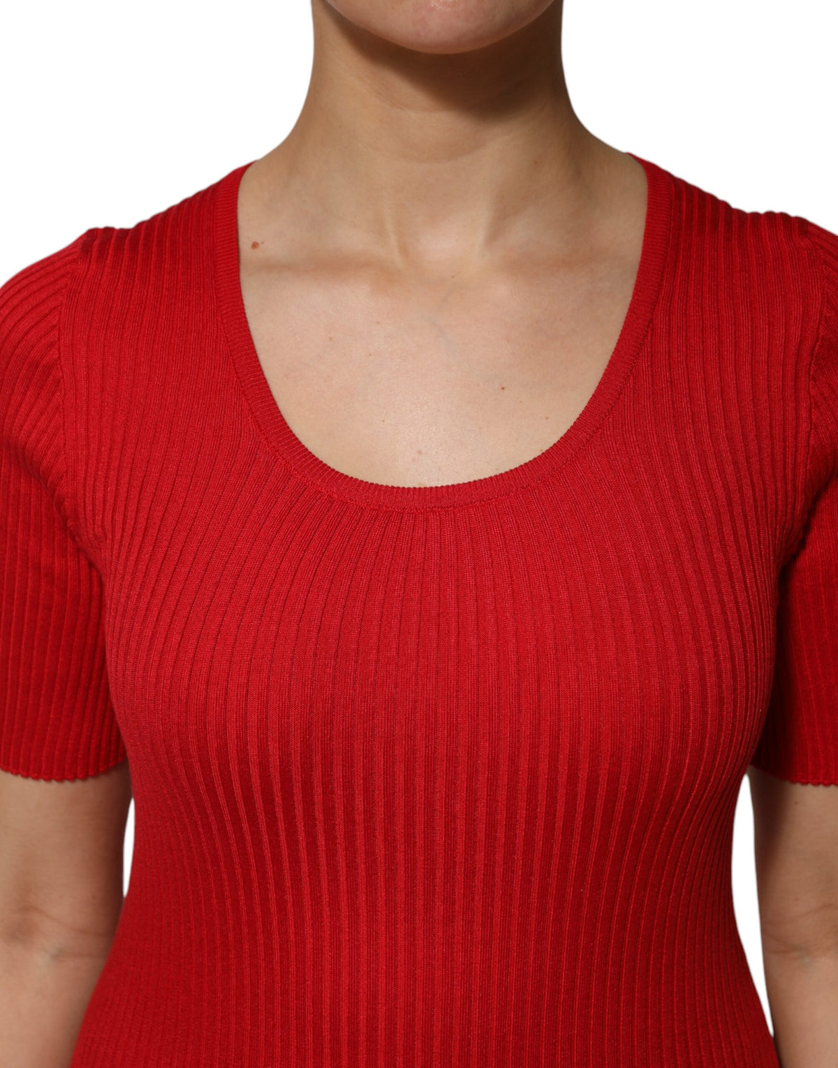 Dolce & Gabbana Red Round Neck Short Sleeves Pullover Women's Top