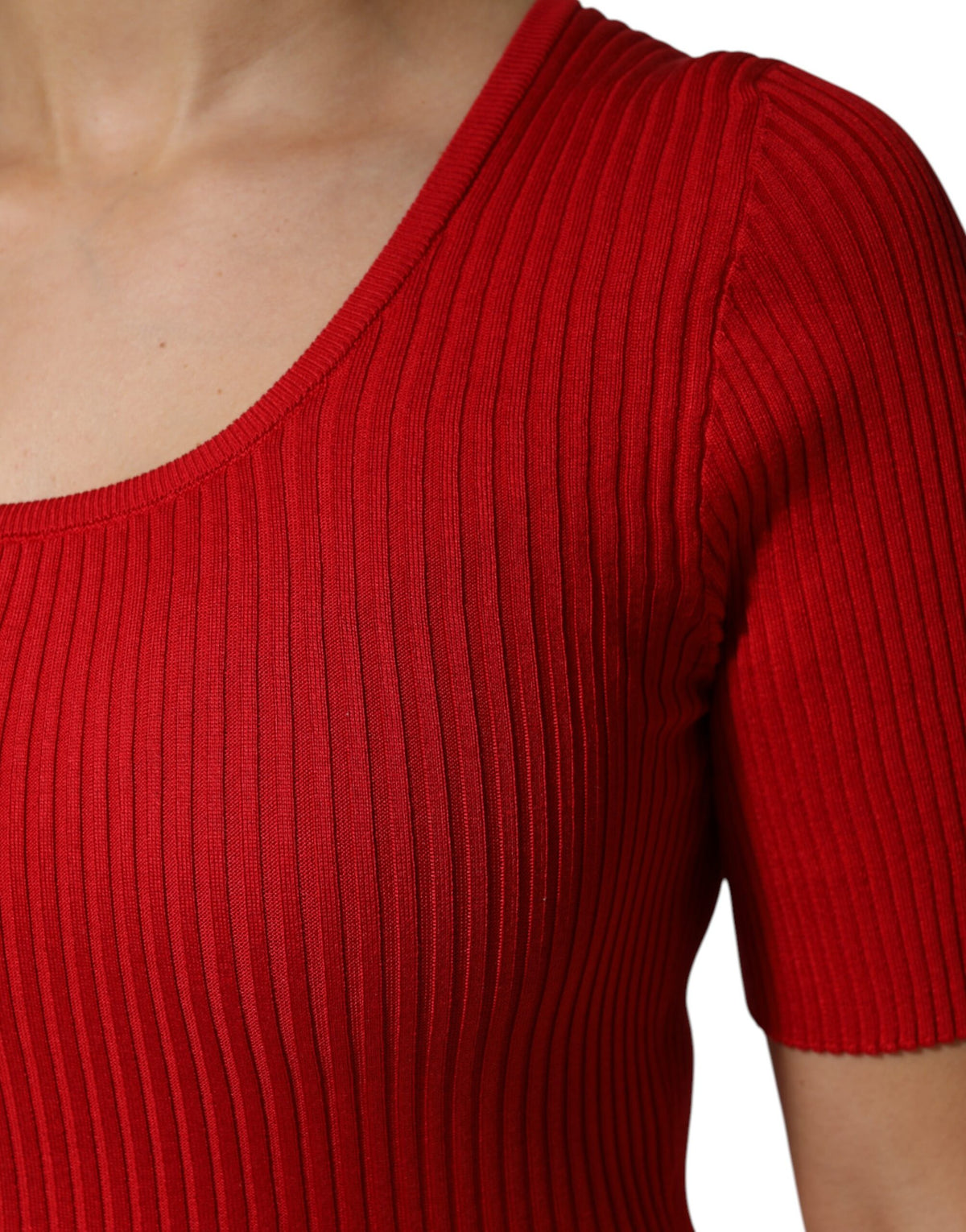 Dolce & Gabbana Red Round Neck Short Sleeves Pullover Women's Top
