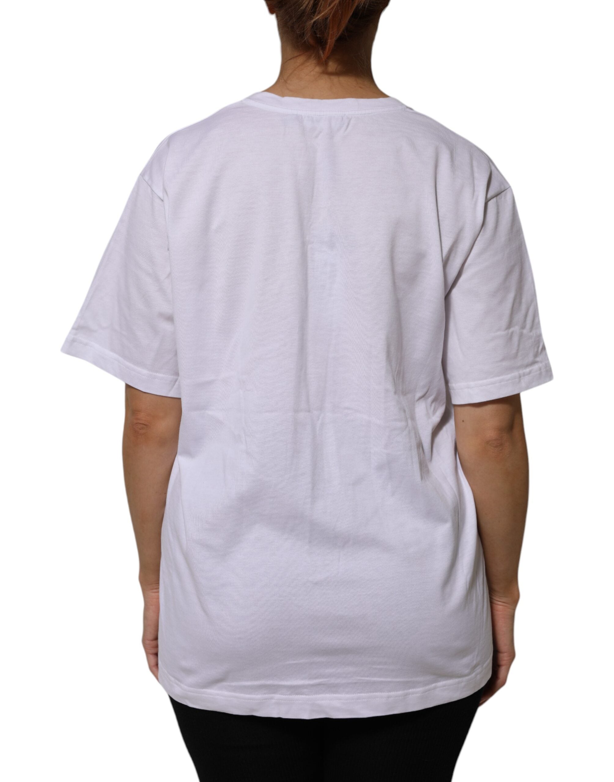 Dolce & Gabbana White Cotton Short Sleeves V-neck Women's T-shirt