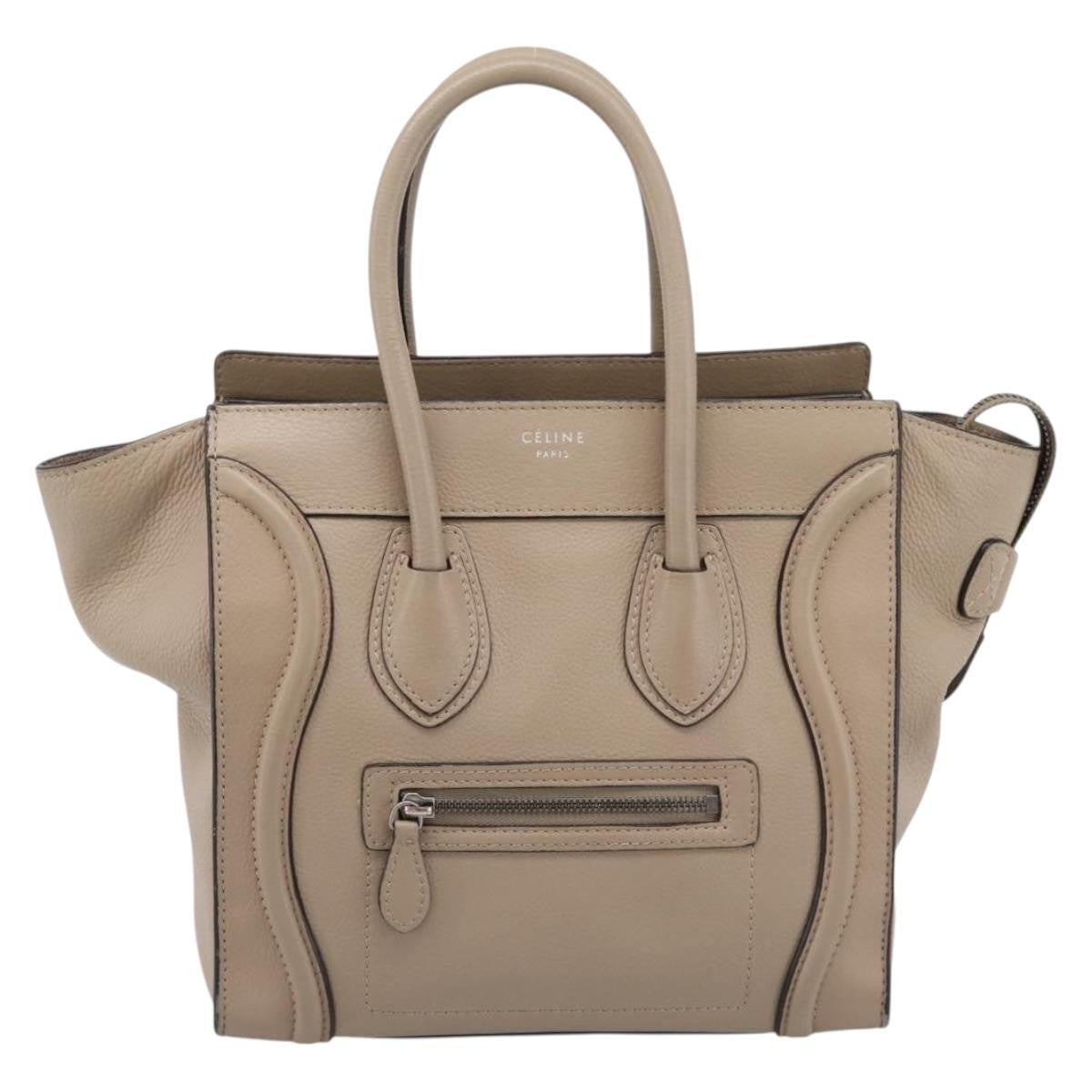 Celine Luggage Grainy Leather Beige Leather Handbag (Pre-Owned)