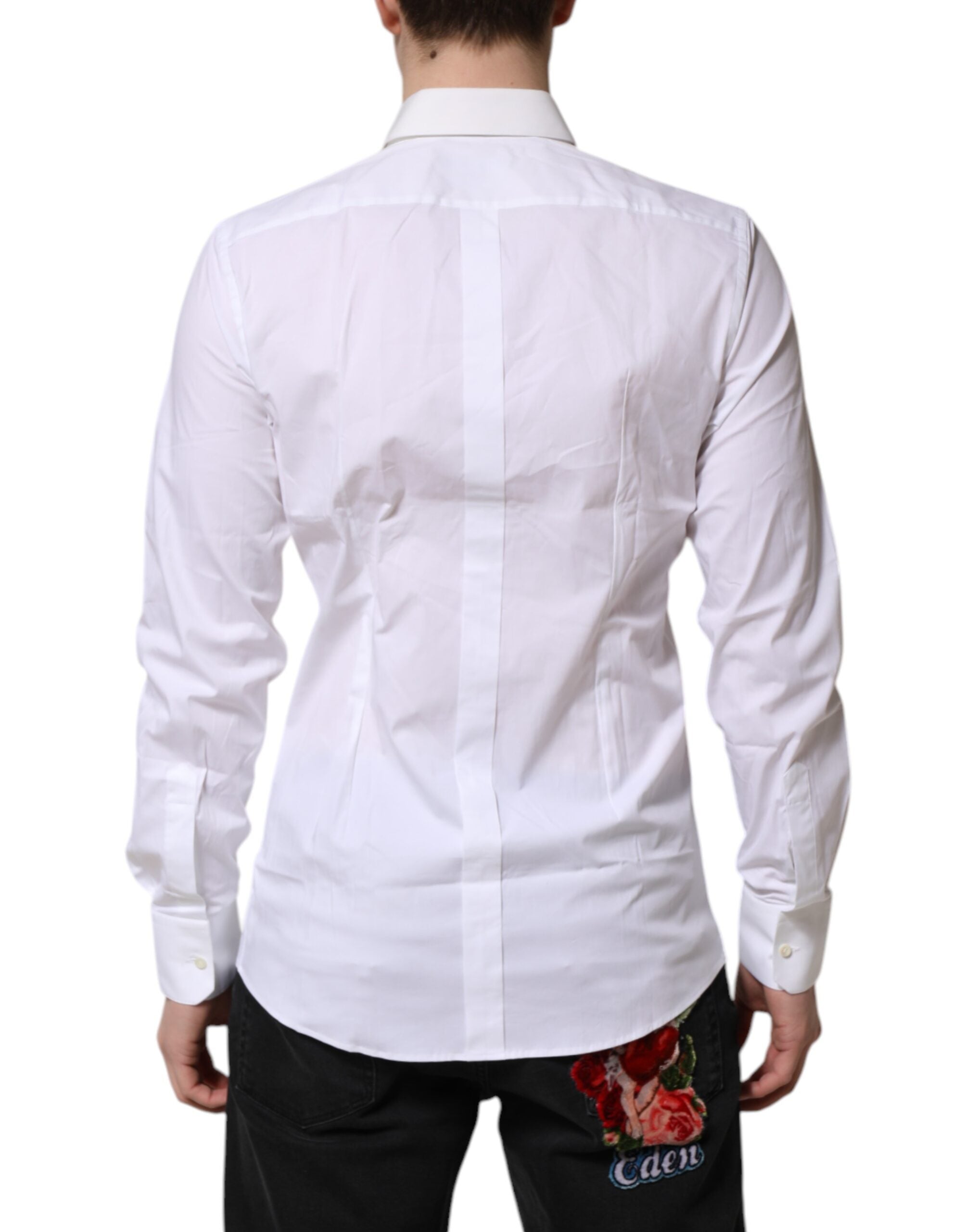 Dolce & Gabbana White GOLD Cotton Collared Dress Shirt Men's Top (Pre-Owned)