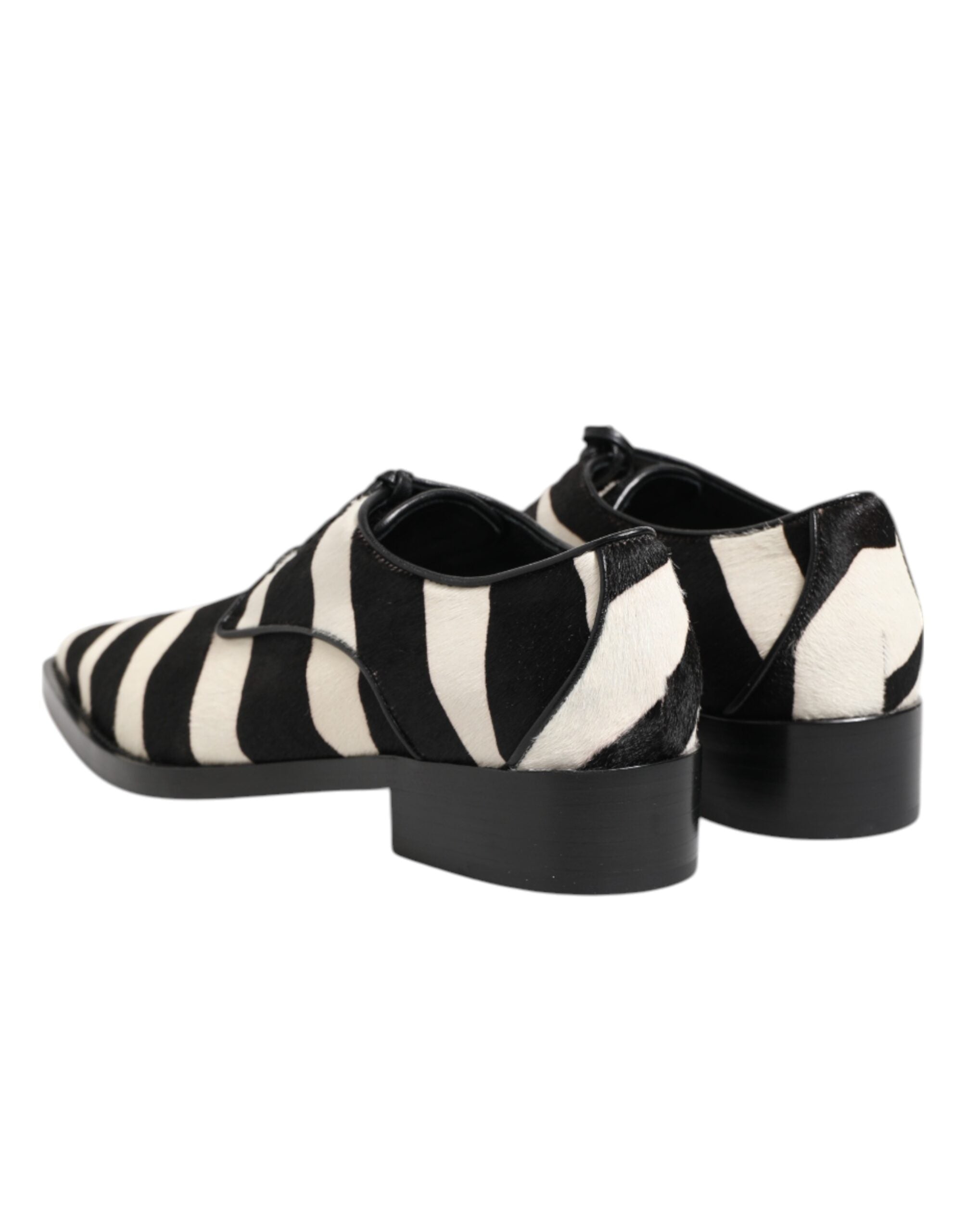 Dolce & Gabbana Black White Zebra Pony Fur Dress Men's Shoes