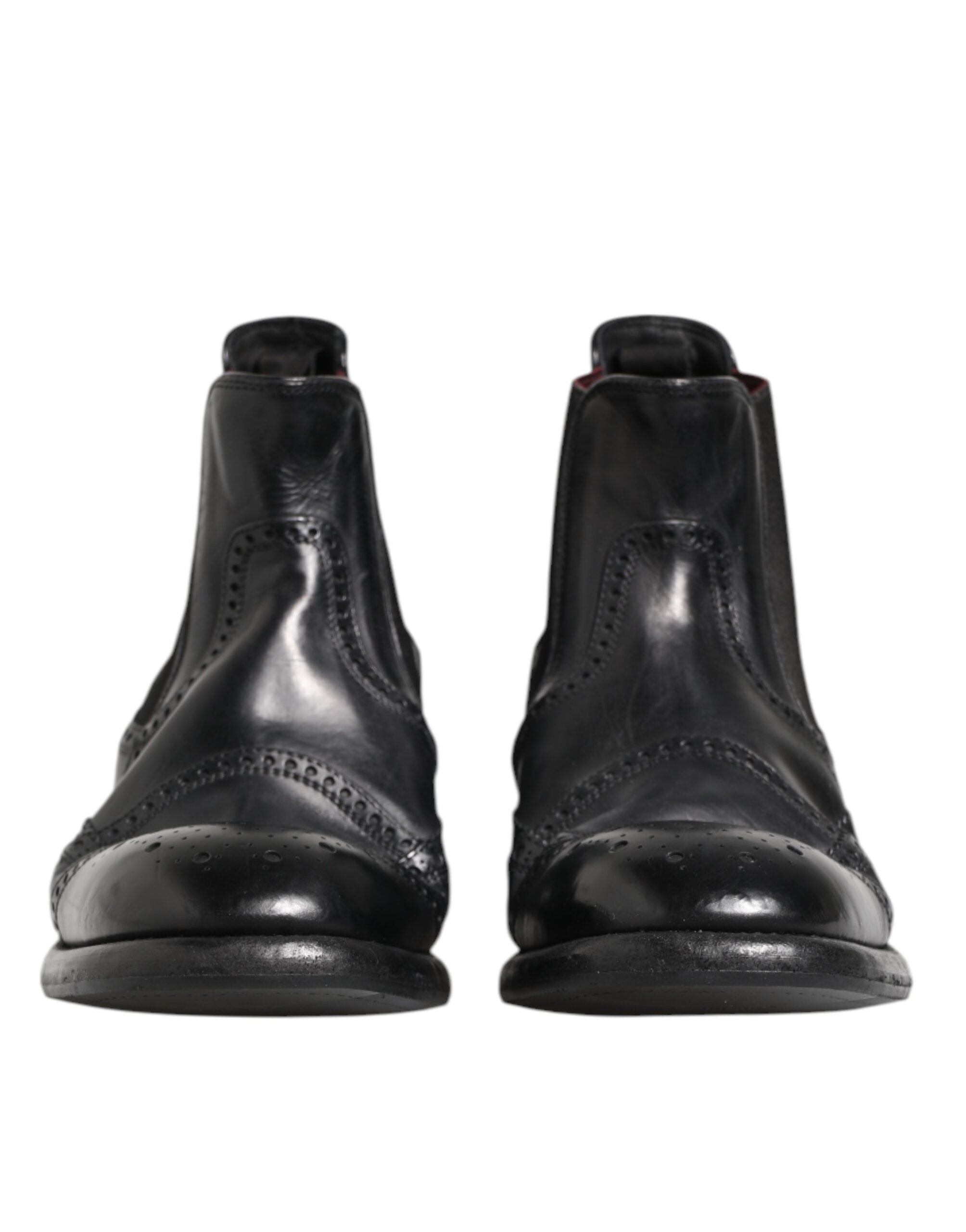 Dolce & Gabbana Black Leather Ankle Boots Slip On Men's Shoes