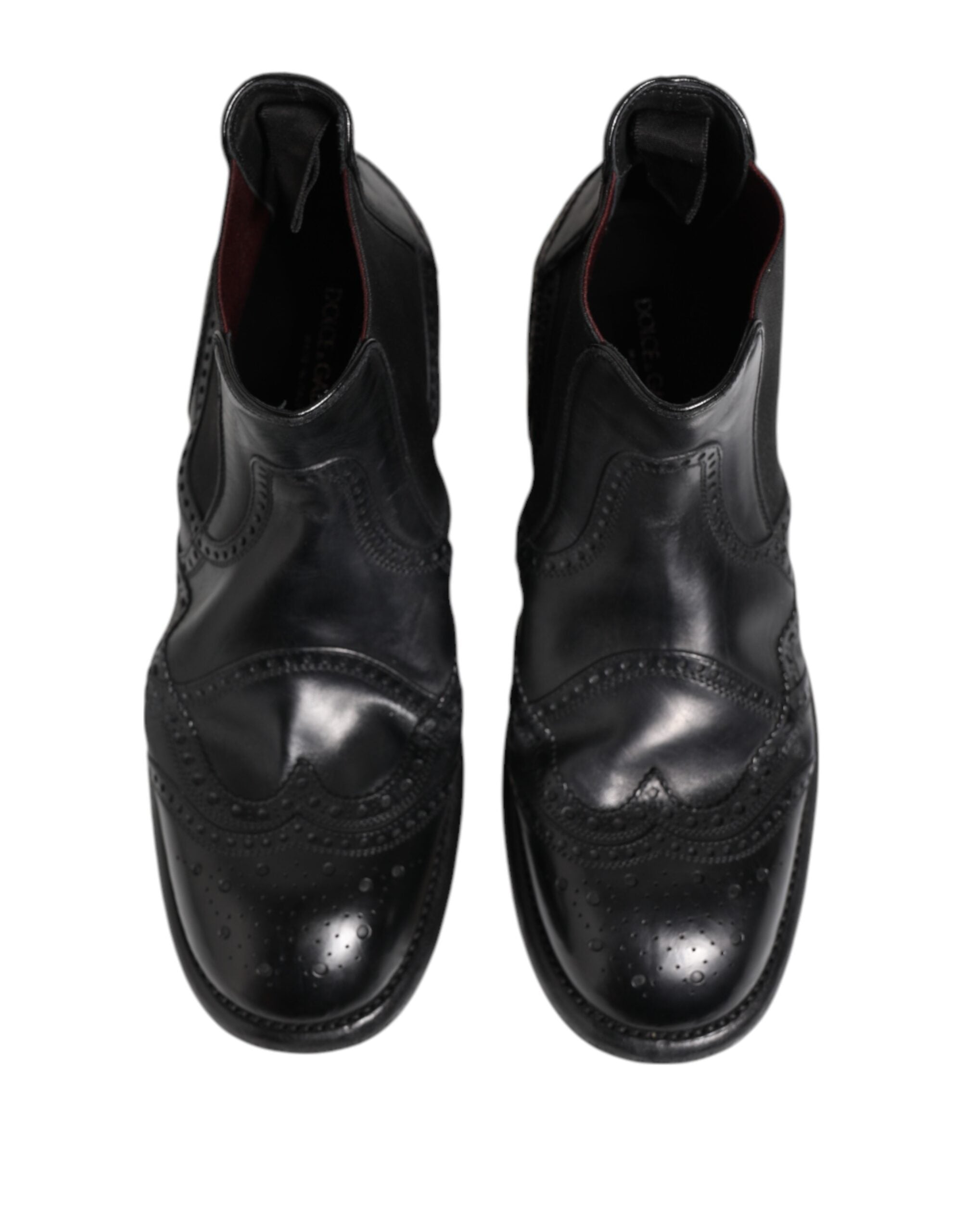 Dolce & Gabbana Black Leather Ankle Boots Slip On Men's Shoes