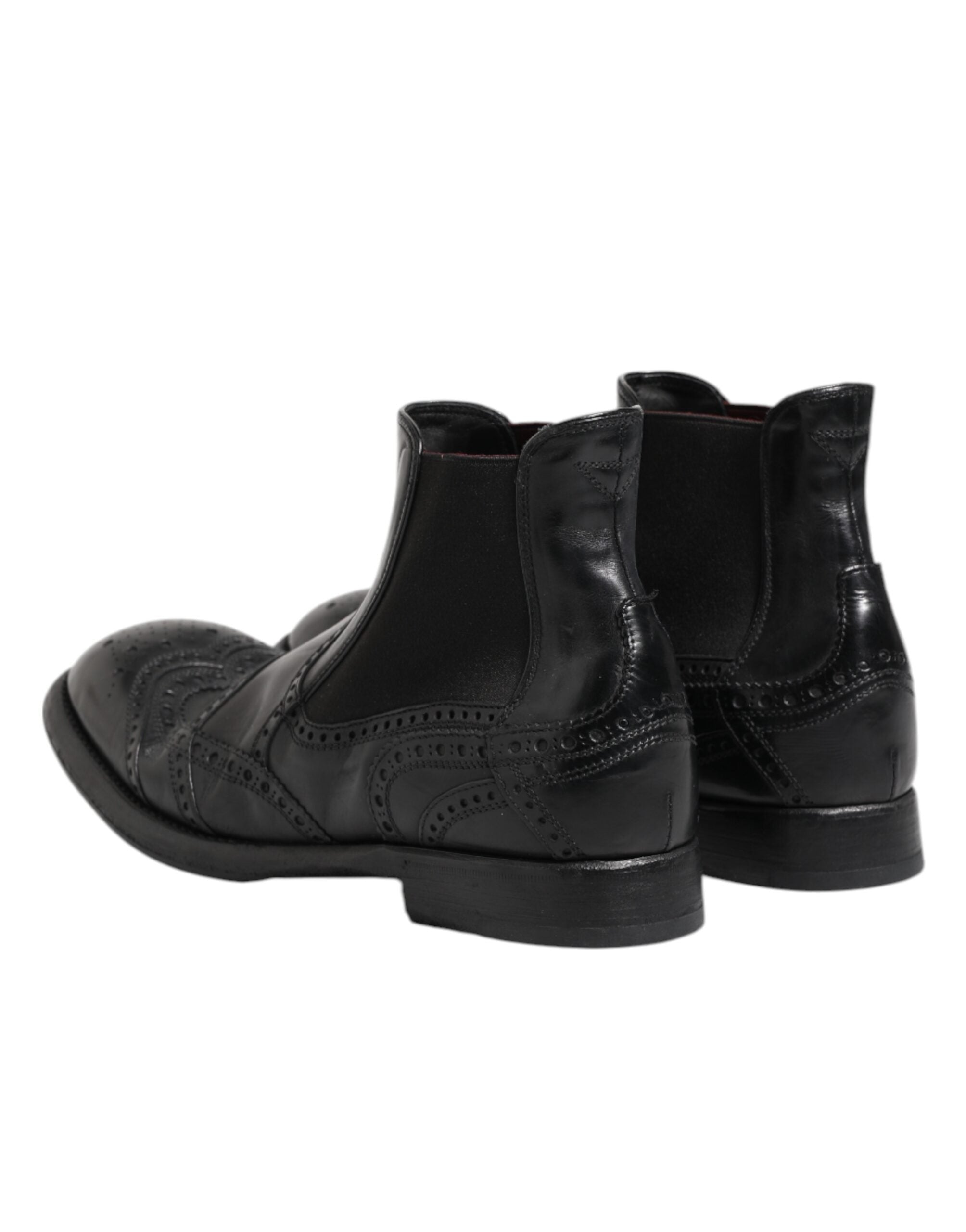 Dolce & Gabbana Black Leather Ankle Boots Slip On Men's Shoes