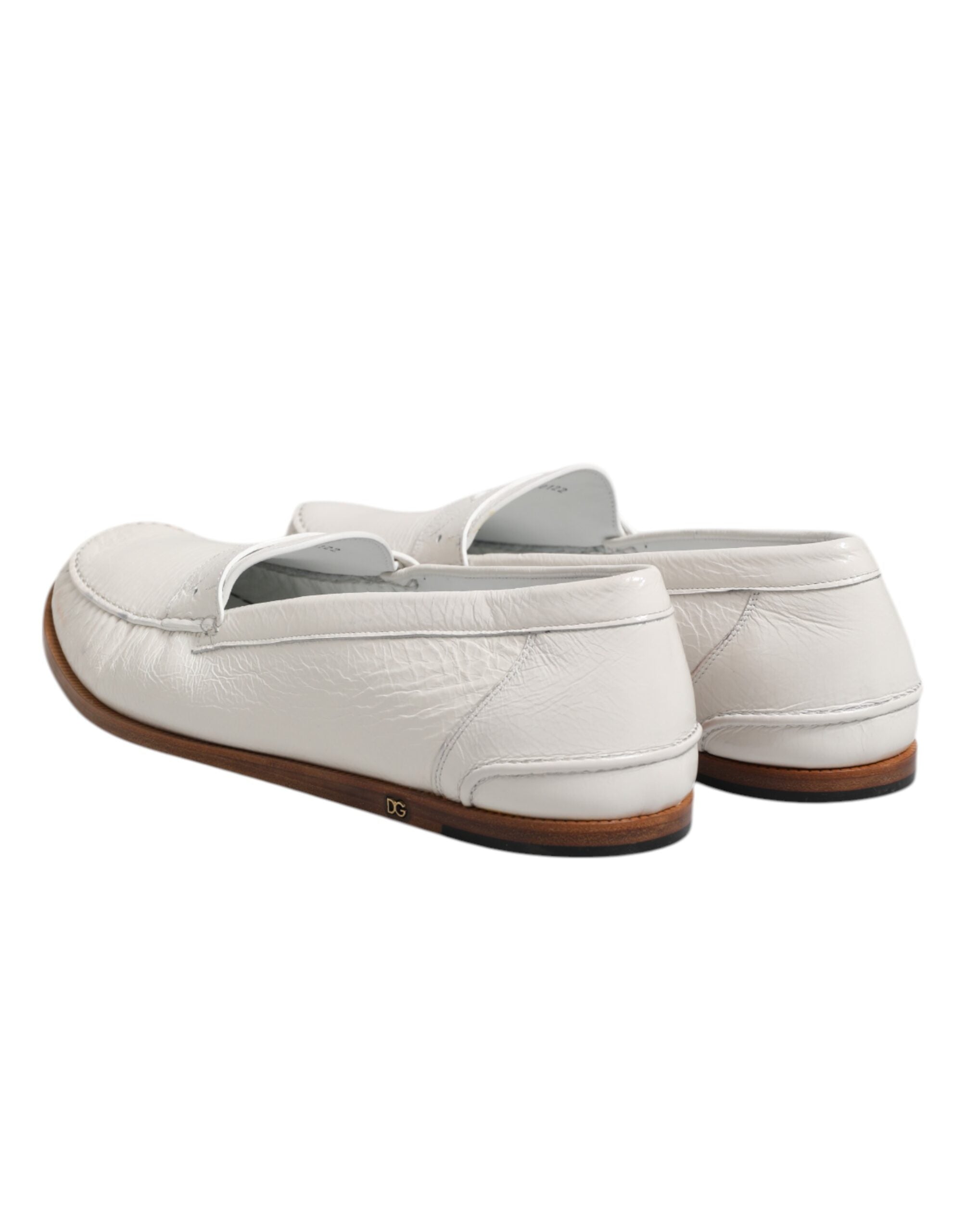 Dolce & Gabbana White Leather Loafers Moccasins Slip On Men's Shoes (Pre-Owned)