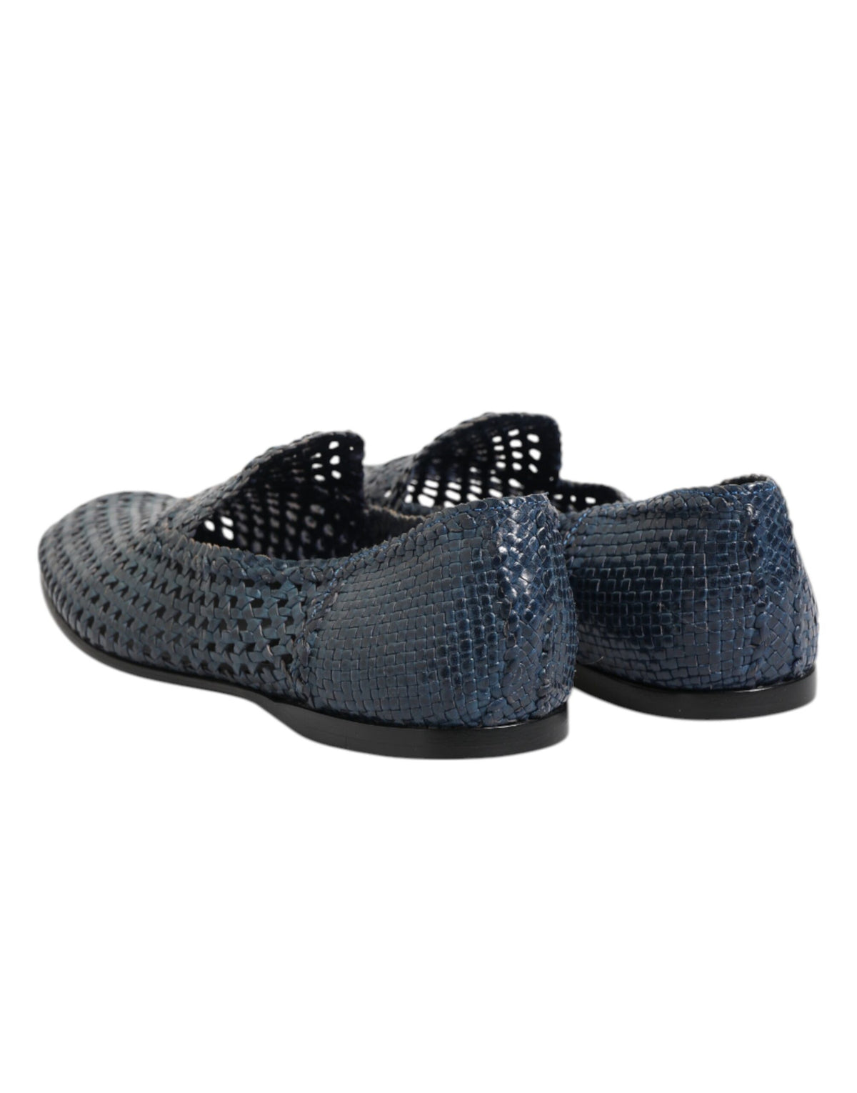Dolce & Gabbana Blue Woven Leather Slip On Loafers Men's Shoes