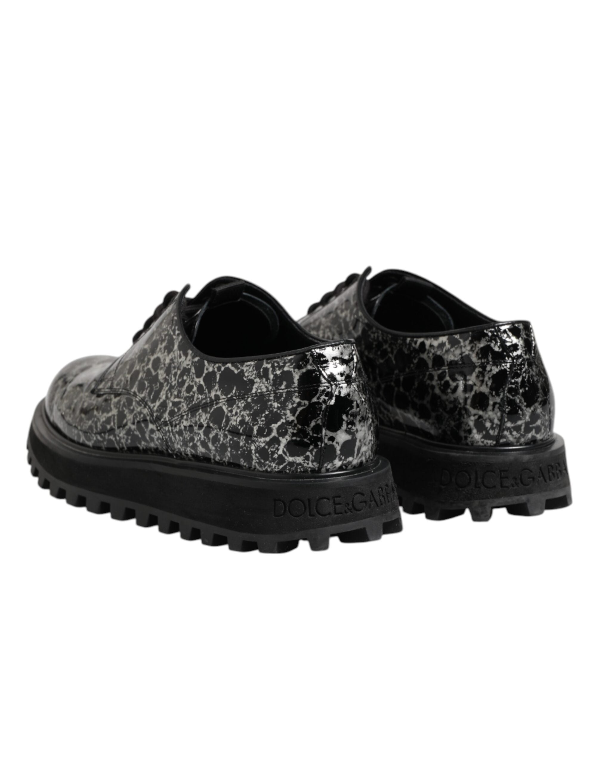 Dolce & Gabbana Black White Calfskin Chunky Derby Men's Shoes