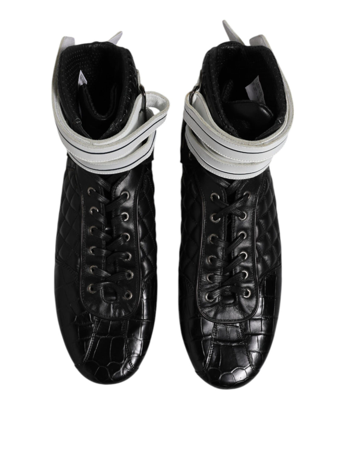 Dolce & Gabbana Black Quilted Leather Lace Up Sneakers Men's Shoes