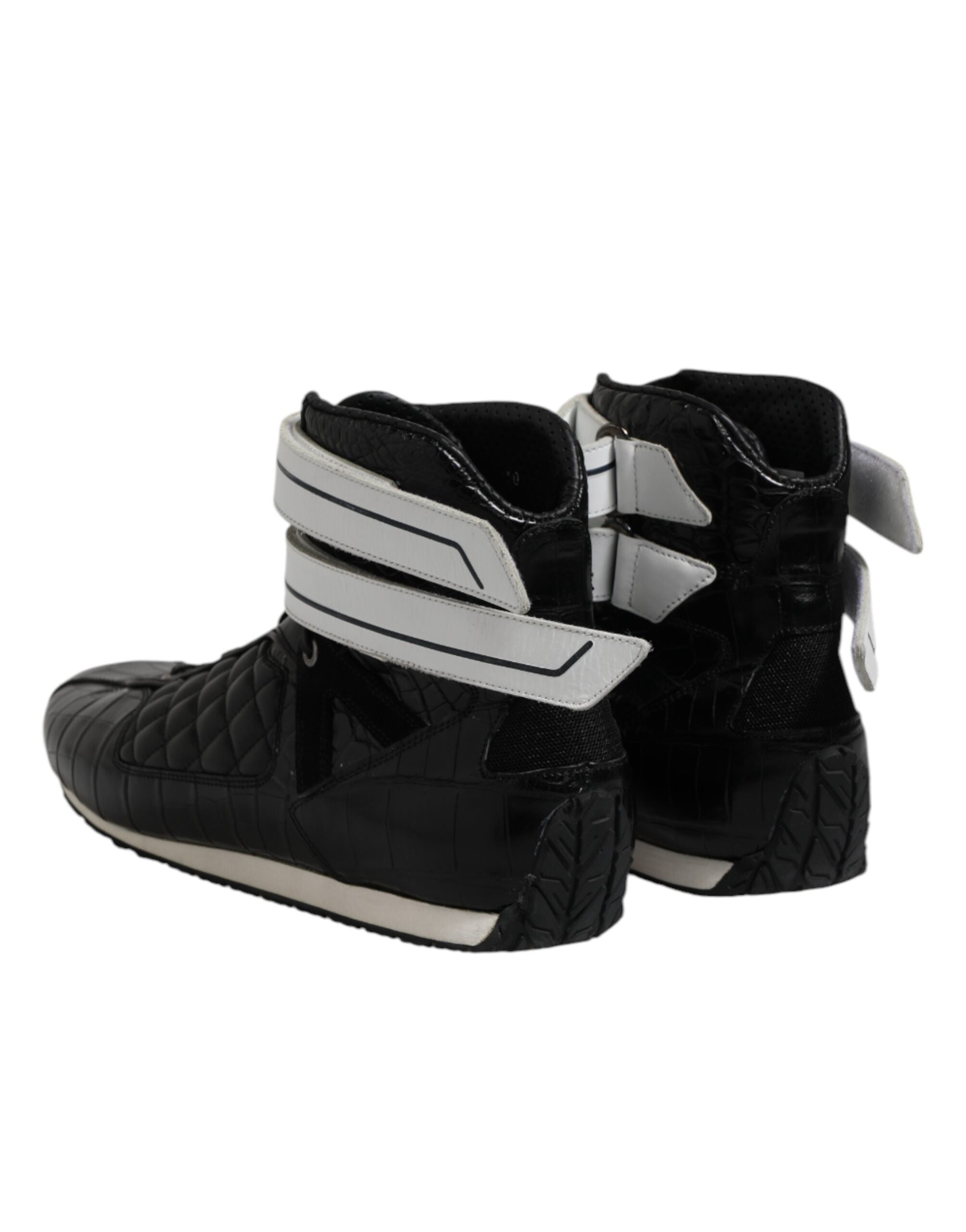 Dolce & Gabbana Black Quilted Leather Lace Up Sneakers Men's Shoes