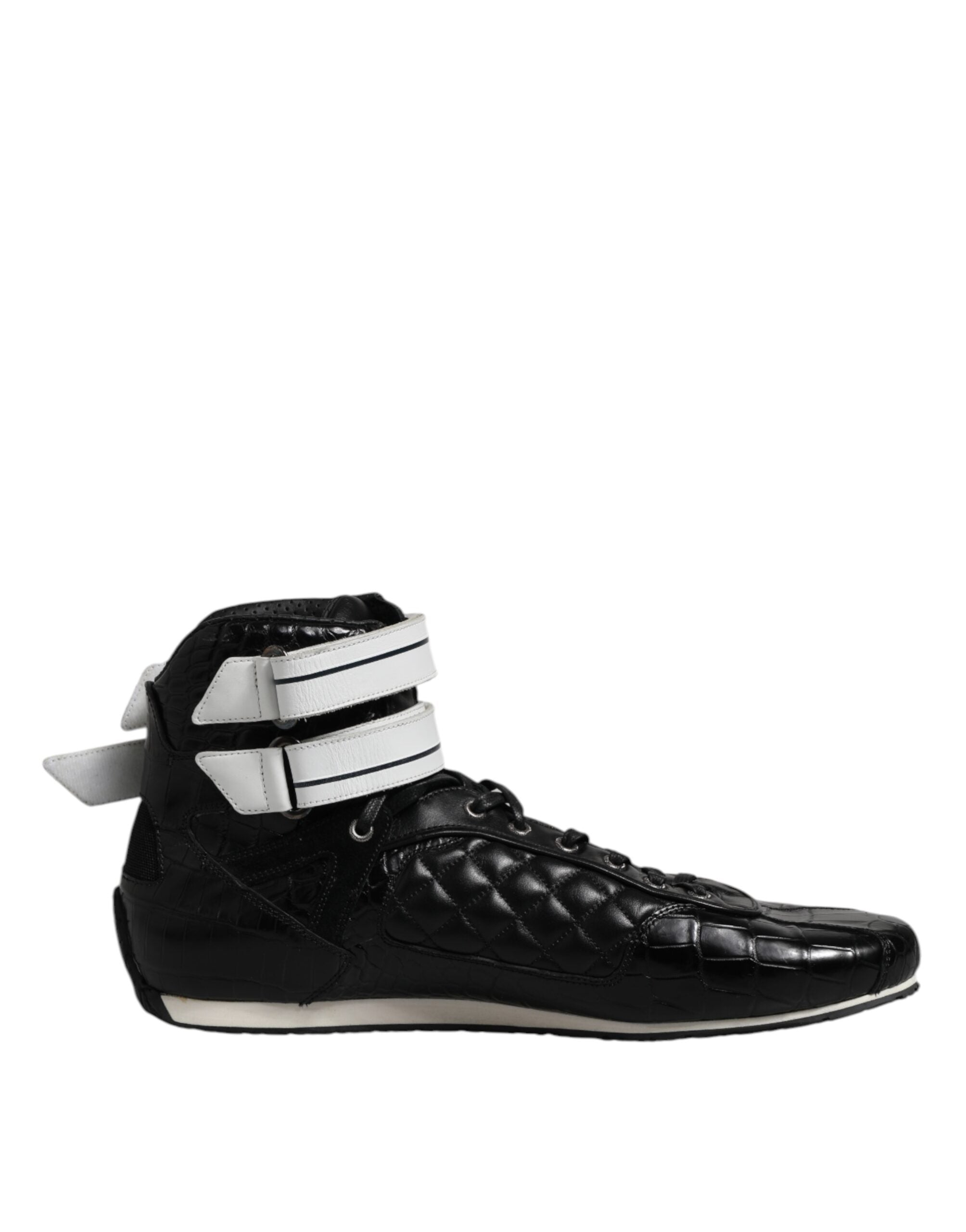 Dolce & Gabbana Black Quilted Leather Lace Up Sneakers Men's Shoes