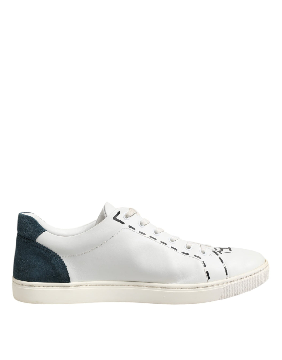 Dolce & Gabbana White Leather Printed Low Top Sneakers Men's Shoes (Pre-Owned)